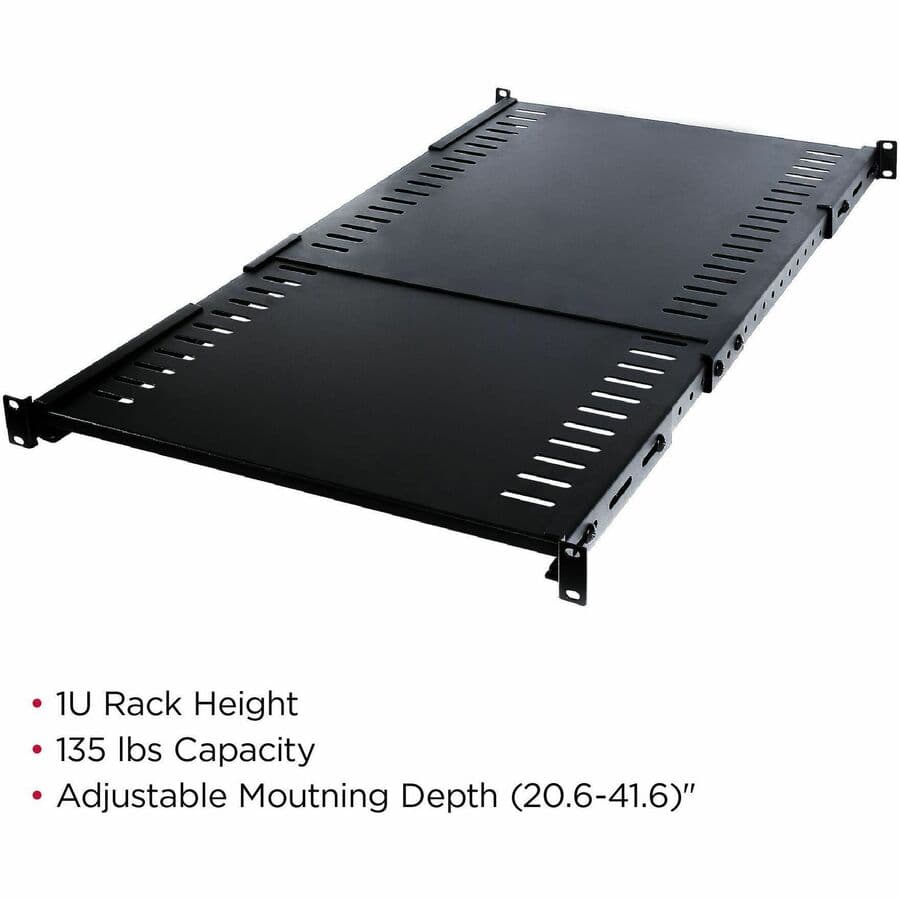 CyberPower CRA50006 19 inch 1U heavy-duty 4-post rack shelf, adjustable depth, 135 lb capacity
