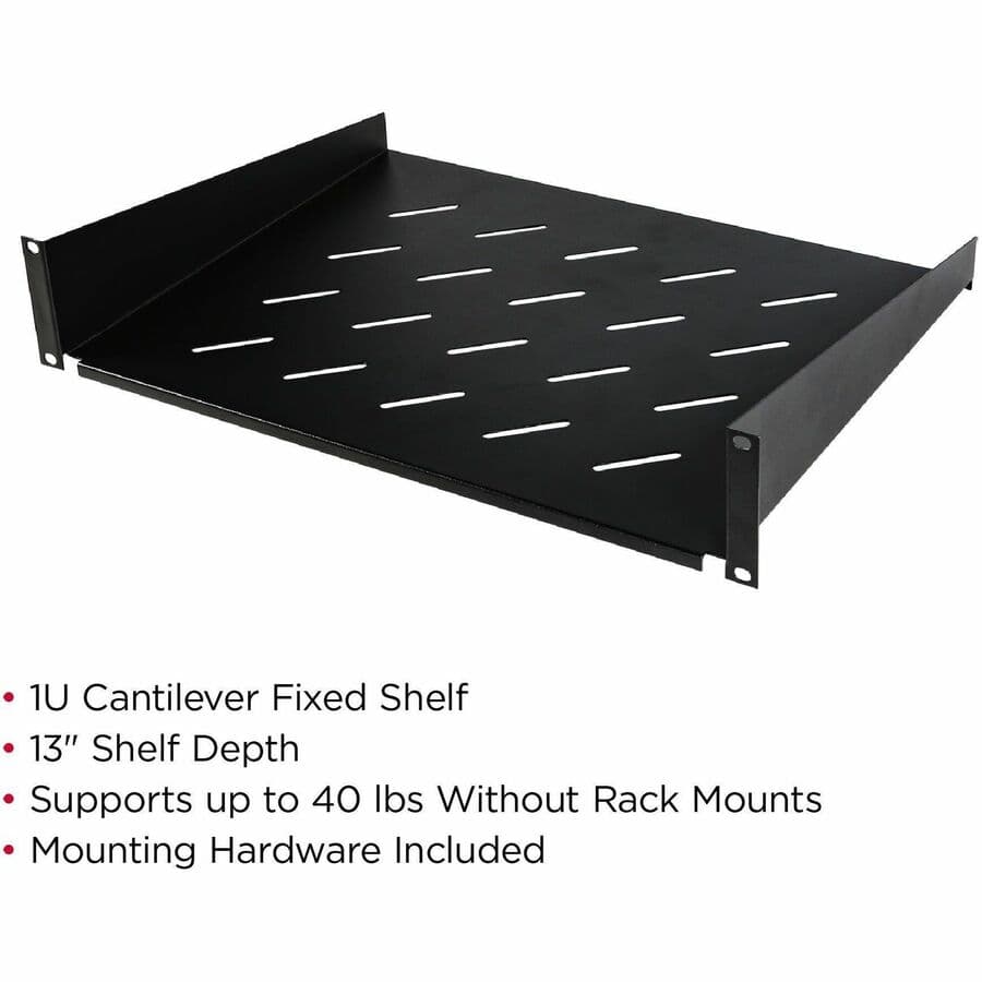 CyberPower CRA50002 13-inch deep rack shelf with 40 lb capacity for compact equipment