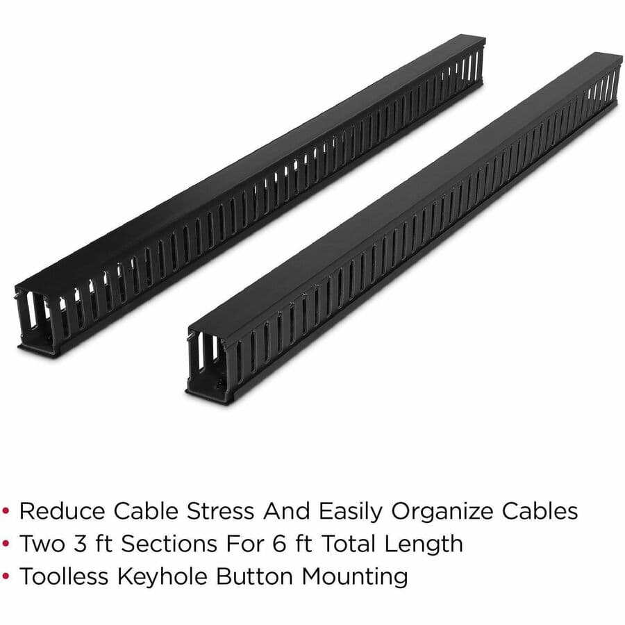 CyberPower vertical duct cable manager with cover, 2 x 3 ft sections, black