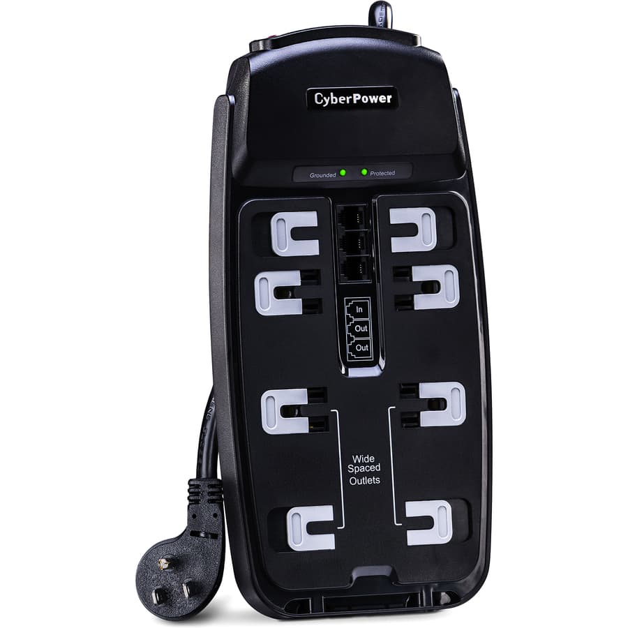 CyberPower CSP806T surge protector with 8 outlets and 6 ft right-angle cord
