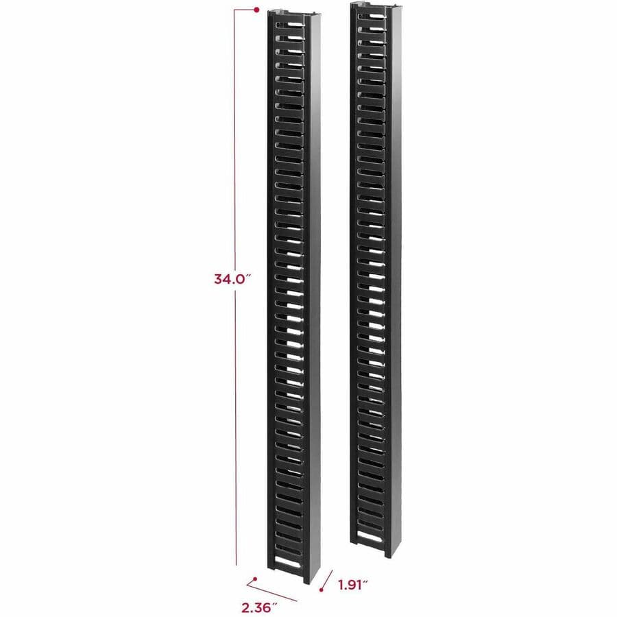 CyberPower vertical duct cable manager with cover, 2 x 3 ft sections, black