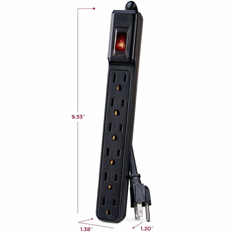 CyberPower black 6-outlet power strip with 8 ft cord