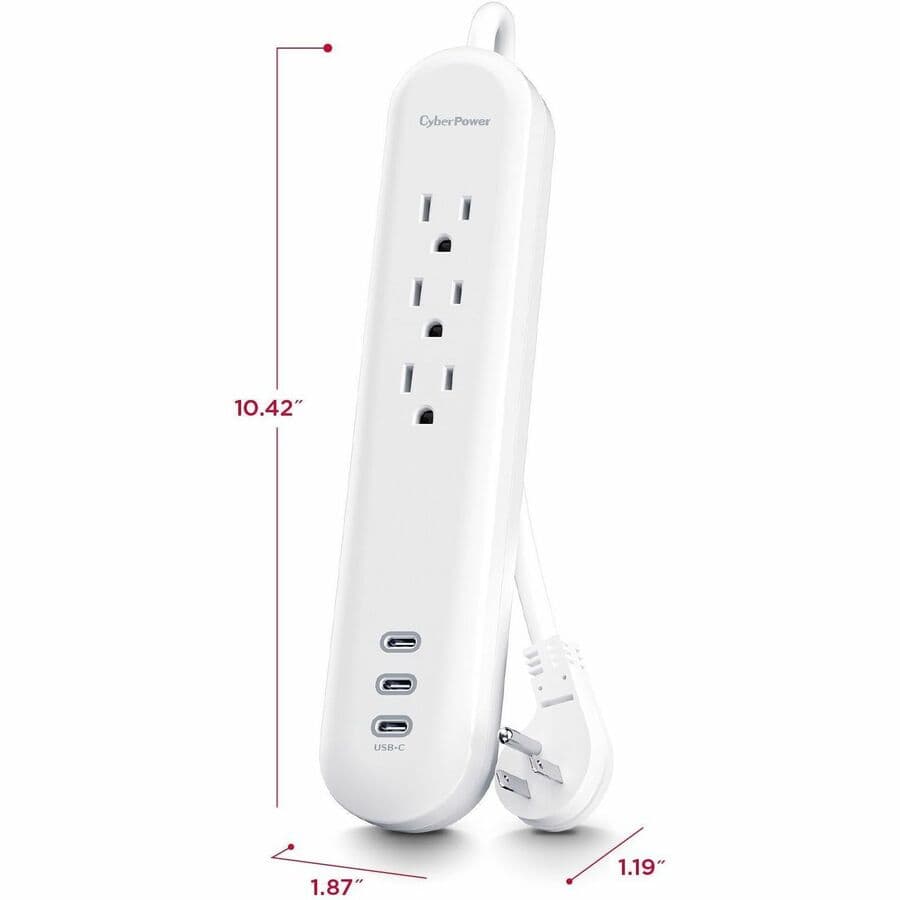 CyberPower P304UC3 white USB-C surge charger with 3 ports and 30 W output