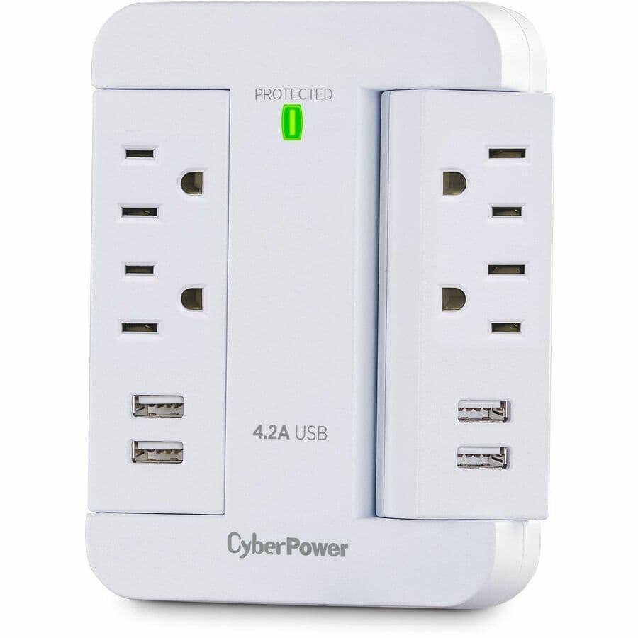 CyberPower GP400U4AWH white surge protector with 4 outlets and 2 USB charging ports