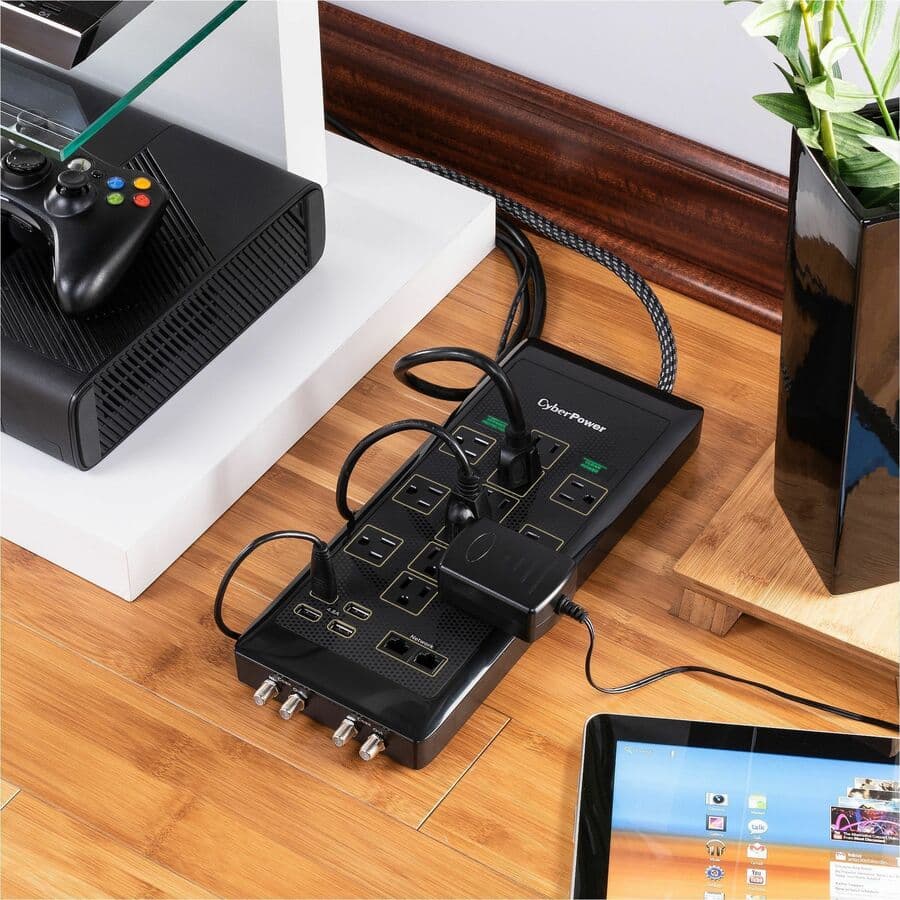 CyberPower PBJ5UC surge strip with 5 outlets and dataline protection