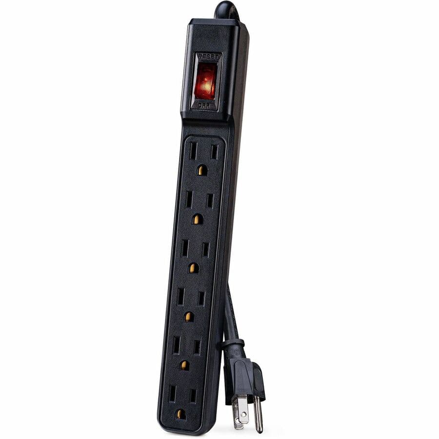 CyberPower black 6-outlet power strip with 8 ft cord