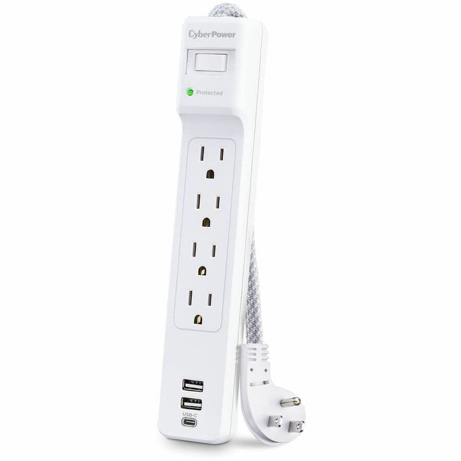 CyberPower P405UC white surge protector with 4 NEMA 5-15R outlets and circuit breaker