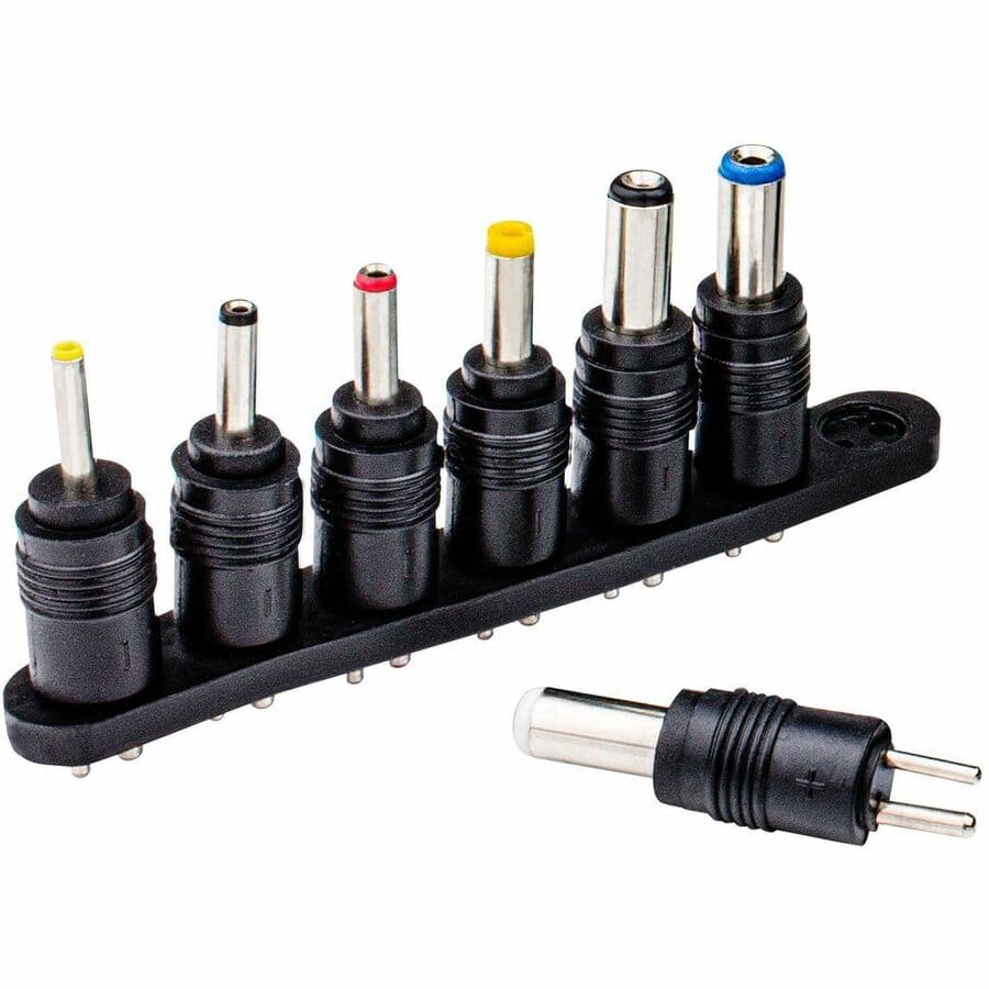 CyberPower universal power adapter with 3-12 V output, 2.1 A USB charging, and 12 V auto plug