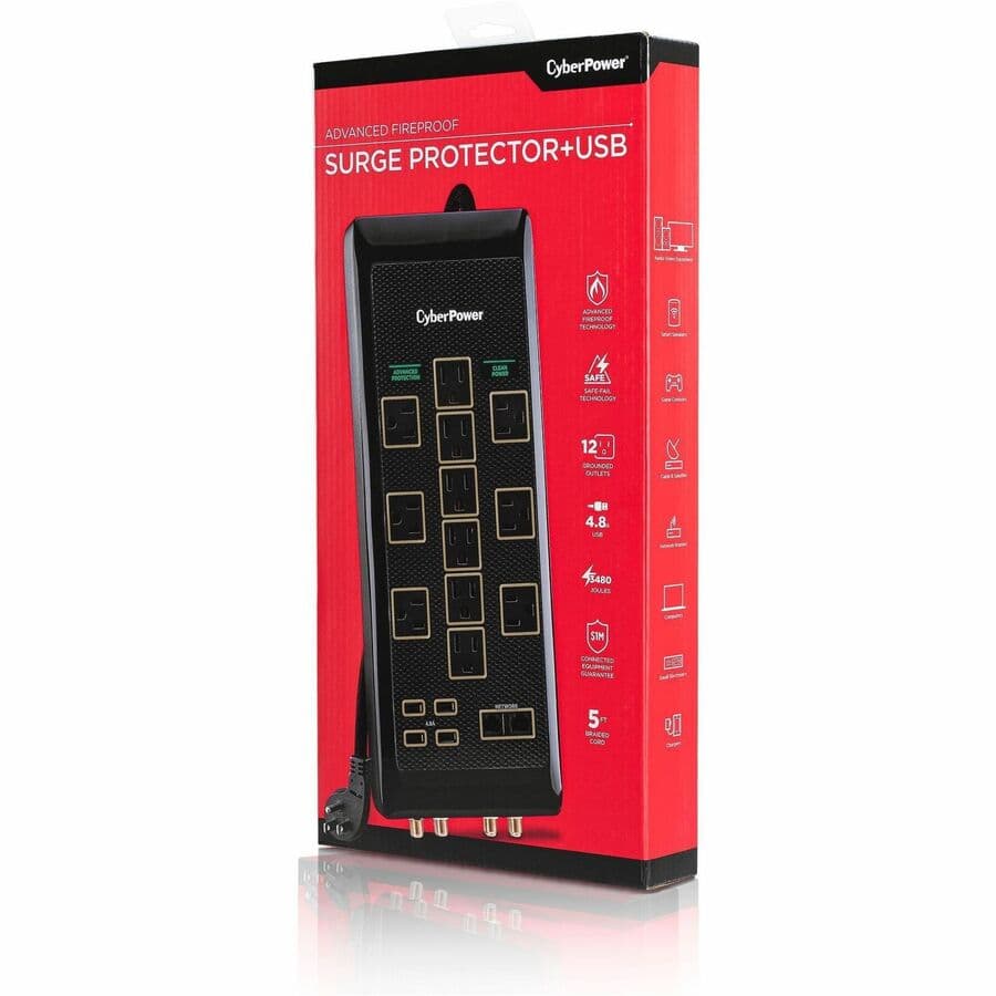 CyberPower PBJ5UC surge strip with 5 outlets and dataline protection