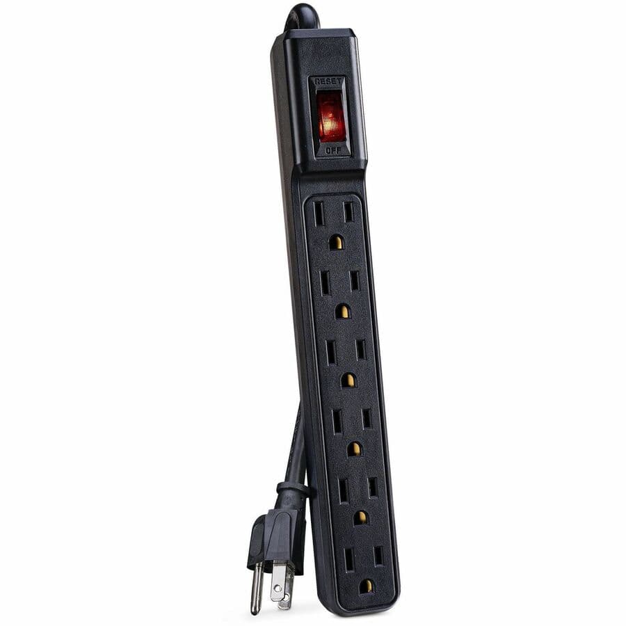 CyberPower black 6-outlet power strip with 8 ft cord