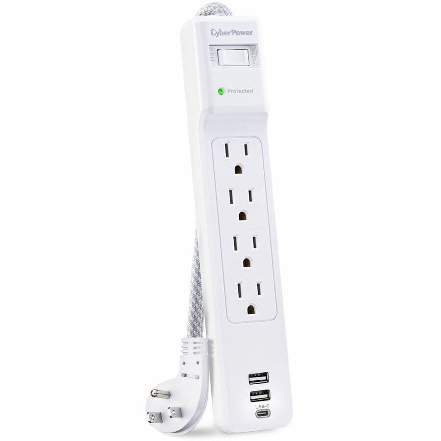 CyberPower P405UC white surge protector with 4 NEMA 5-15R outlets and circuit breaker