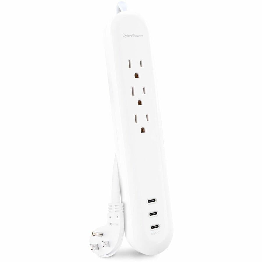 CyberPower P304UC3 white USB-C surge charger with 3 ports and 30 W output