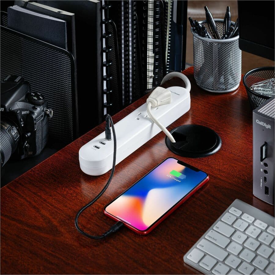 CyberPower P304UC3 white USB-C surge charger with 3 ports and 30 W output