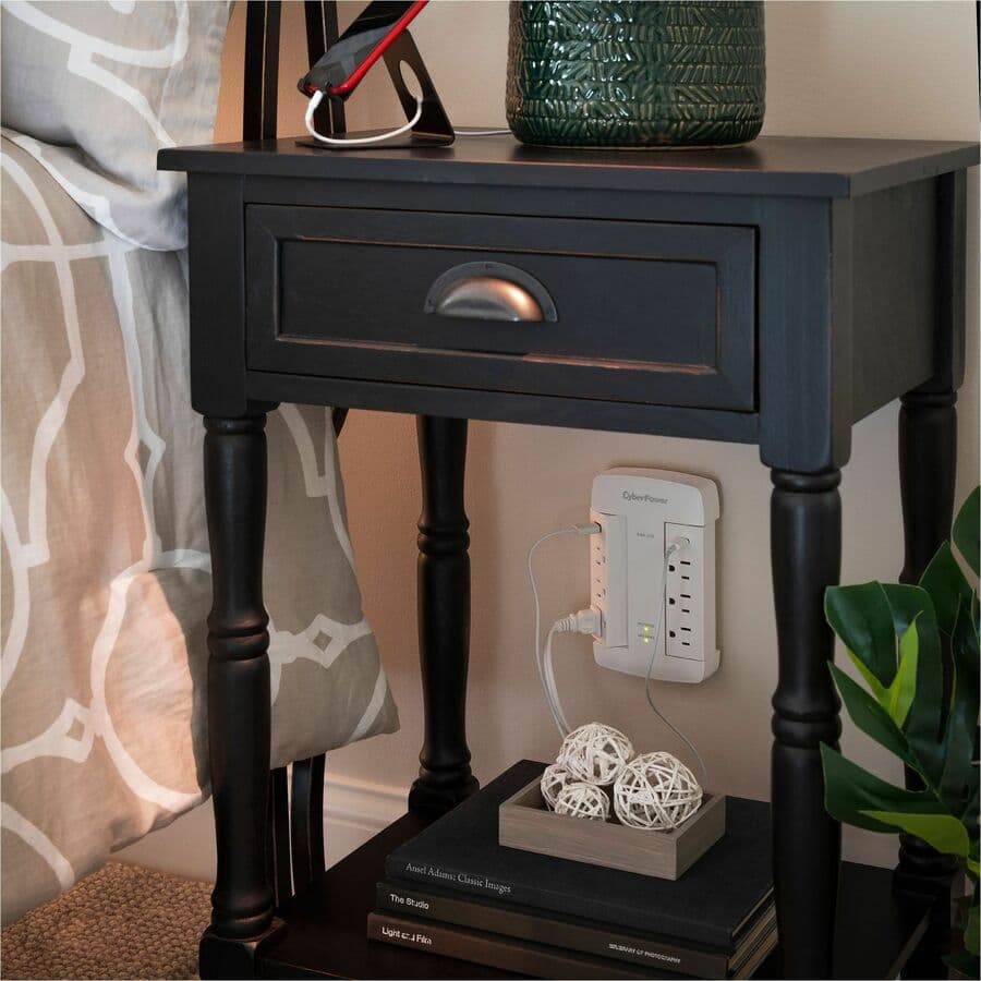 CyberPower CSP600WSURC5 white swivel wall tap surge protector with 2 USB ports