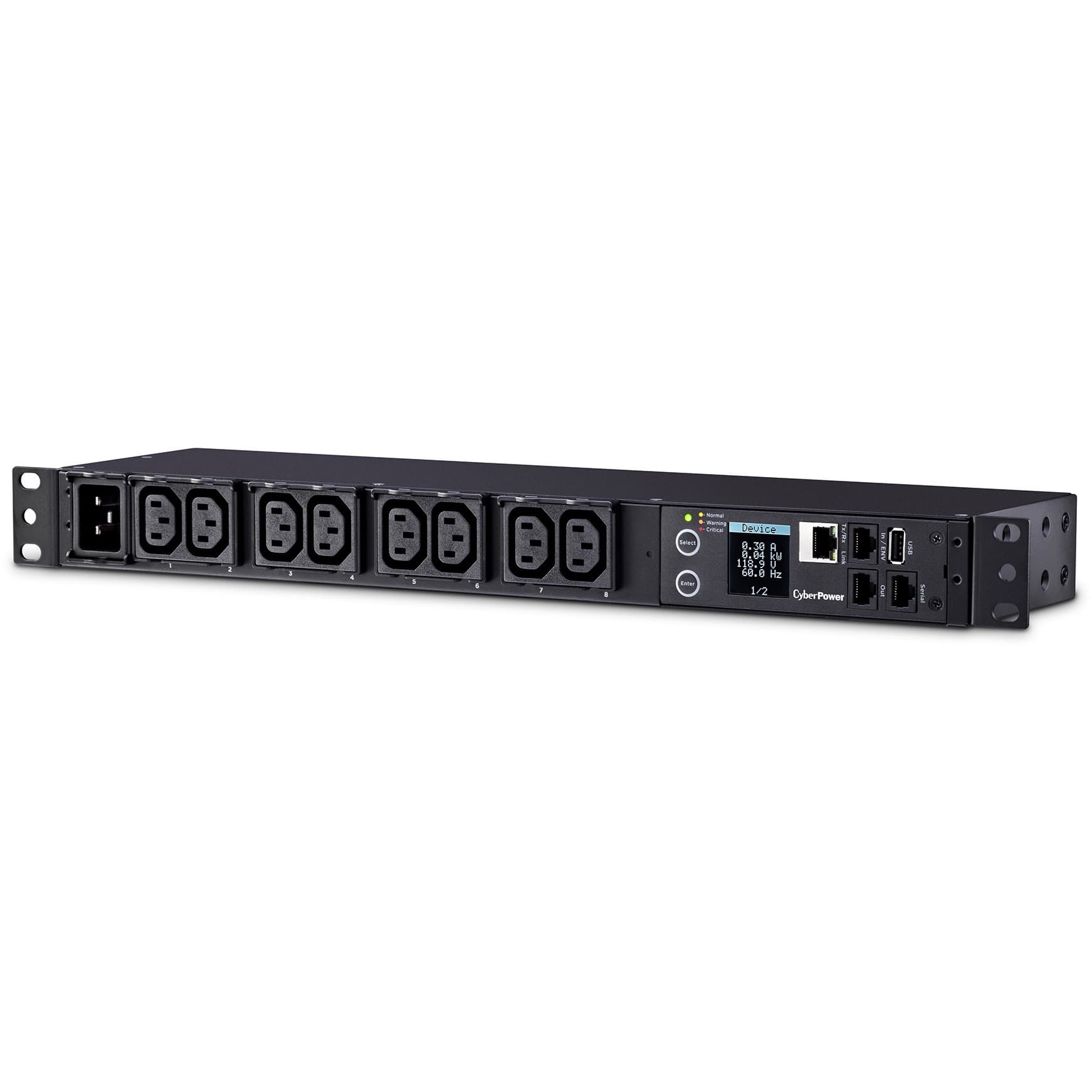 CYBERPOWER 20A MONITORED PDU 8 IEC-320 1U 10FT 3YR WTY view 3