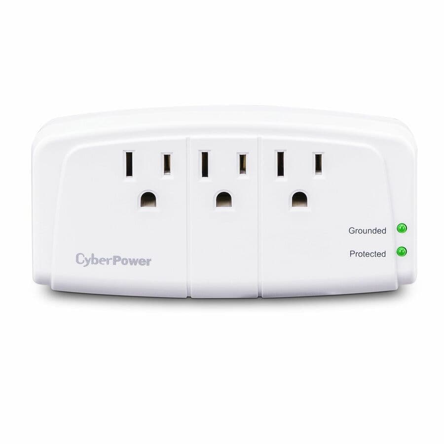 CyberPower CSB300W wall tap surge protector with 3 outlets and EMI/RFI filtering