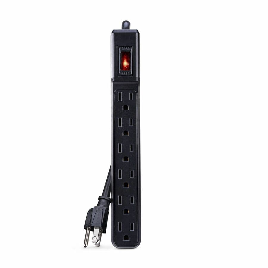 CyberPower black 6-outlet power strip with 8 ft cord