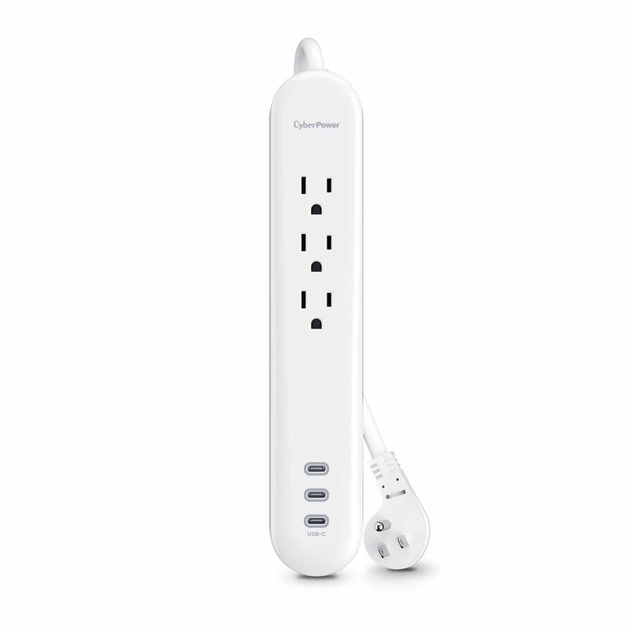 CyberPower P304UC3 white USB-C surge charger with 3 ports and 30 W output