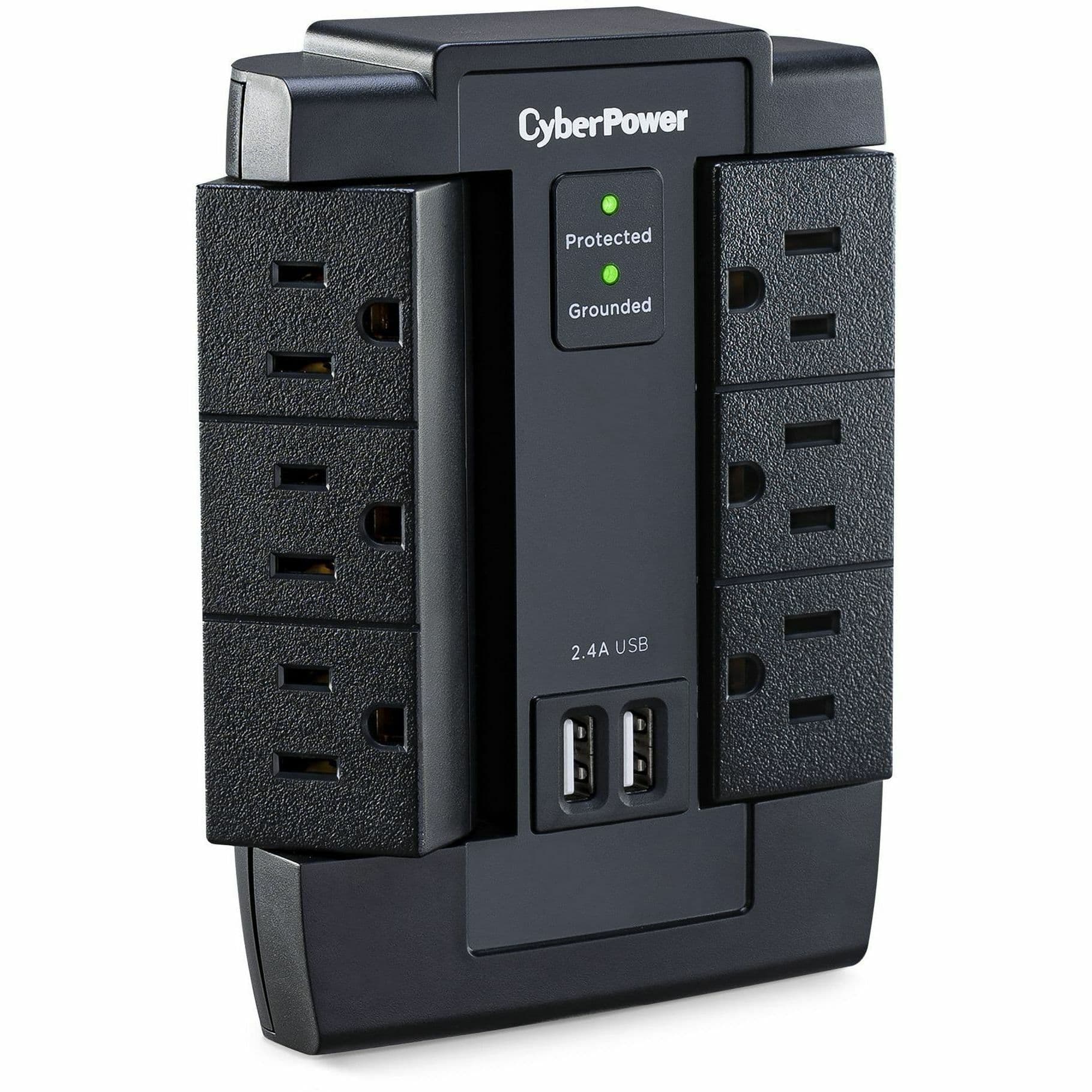 CyberPower CSP600WSU surge protector with 6 swivel outlets and 2 USB charging ports