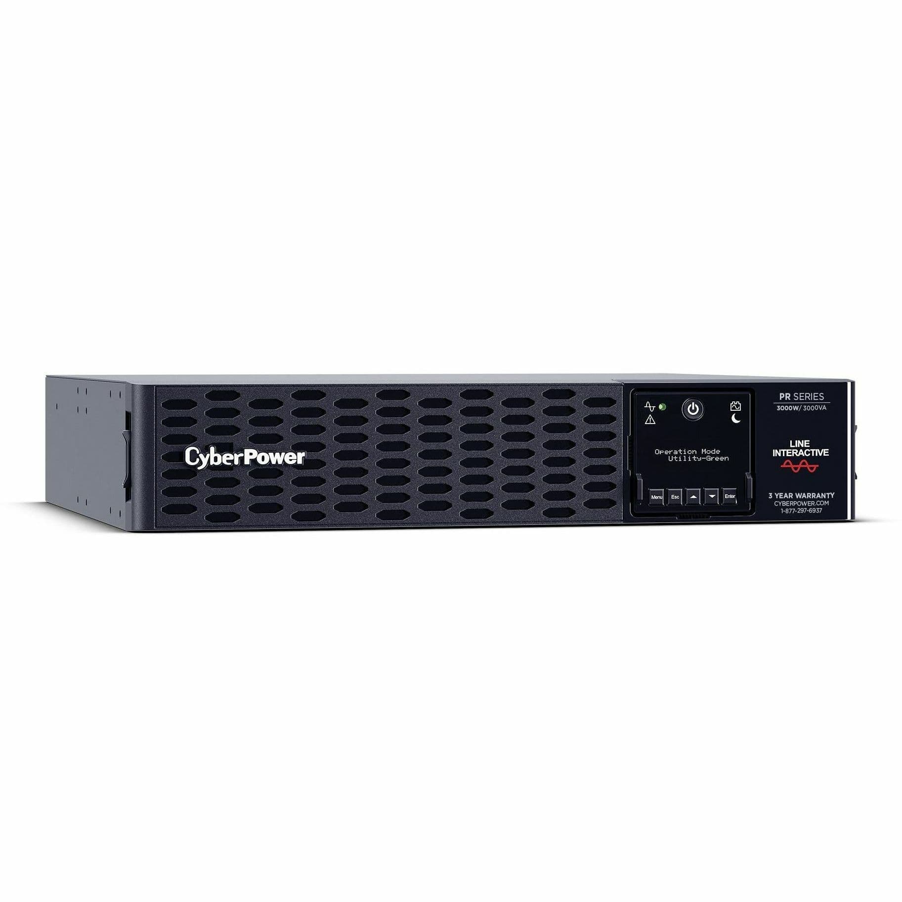 CyberPower PR3000RTXL2UN 3000VA 3000W 2U rackmount sine wave UPS with 8 NEMA 5-20R and 1 NEMA L5-30R outlets