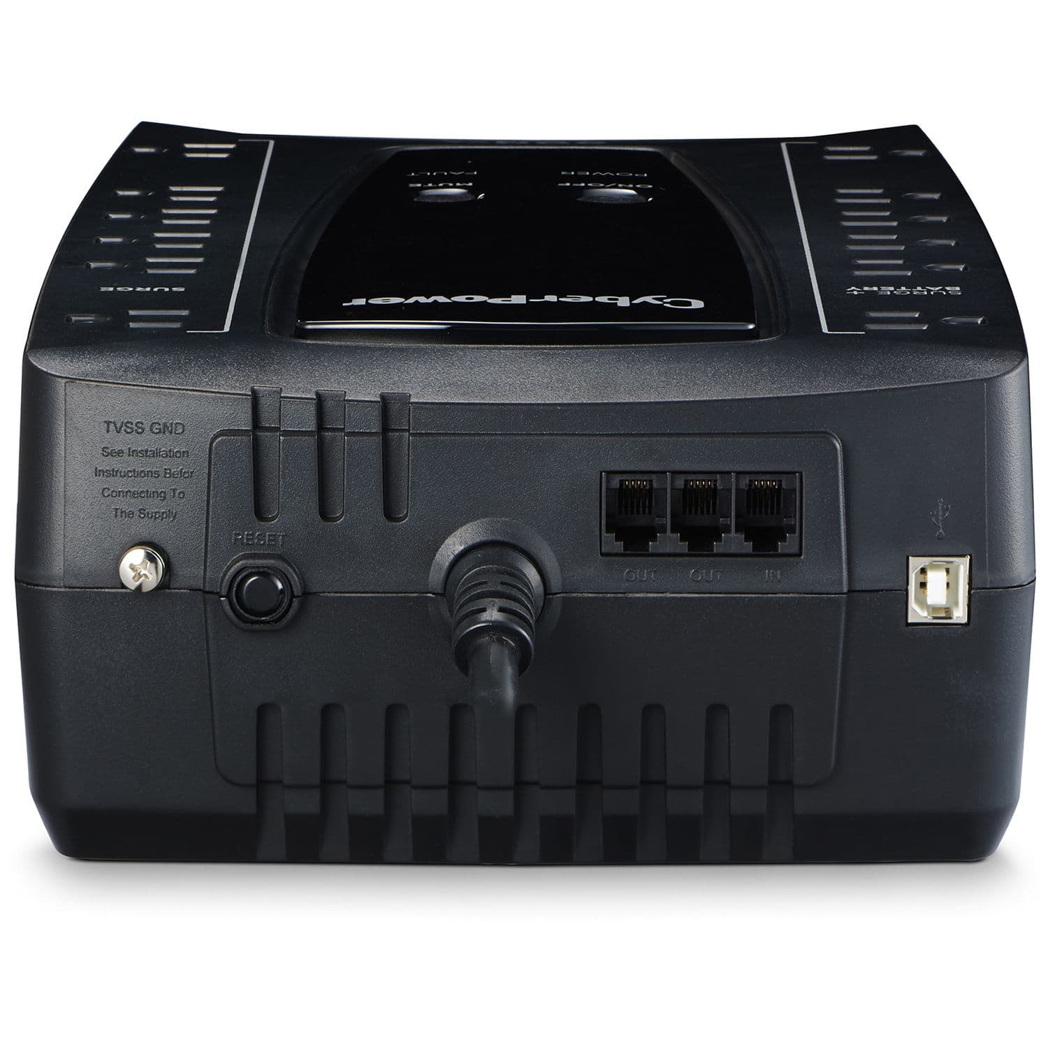 CyberPower AVRG750U 750 VA desktop UPS with 12 outlets, USB, and RJ11 protection