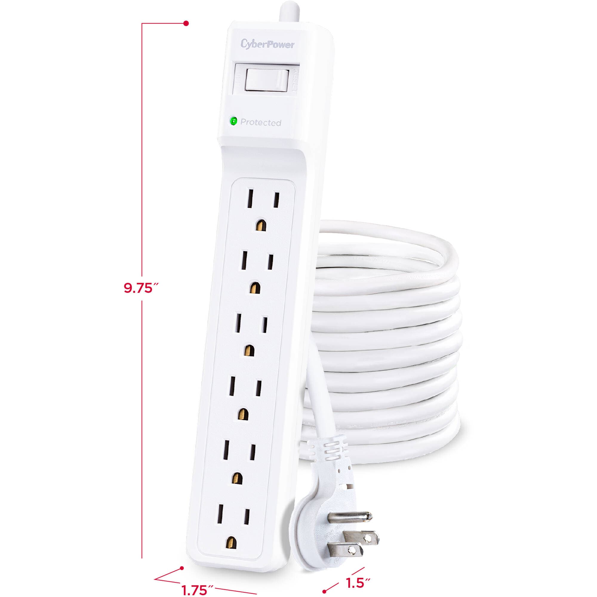 CyberPower B625 6-outlet surge protector with 15 ft cord and 5-15P plug