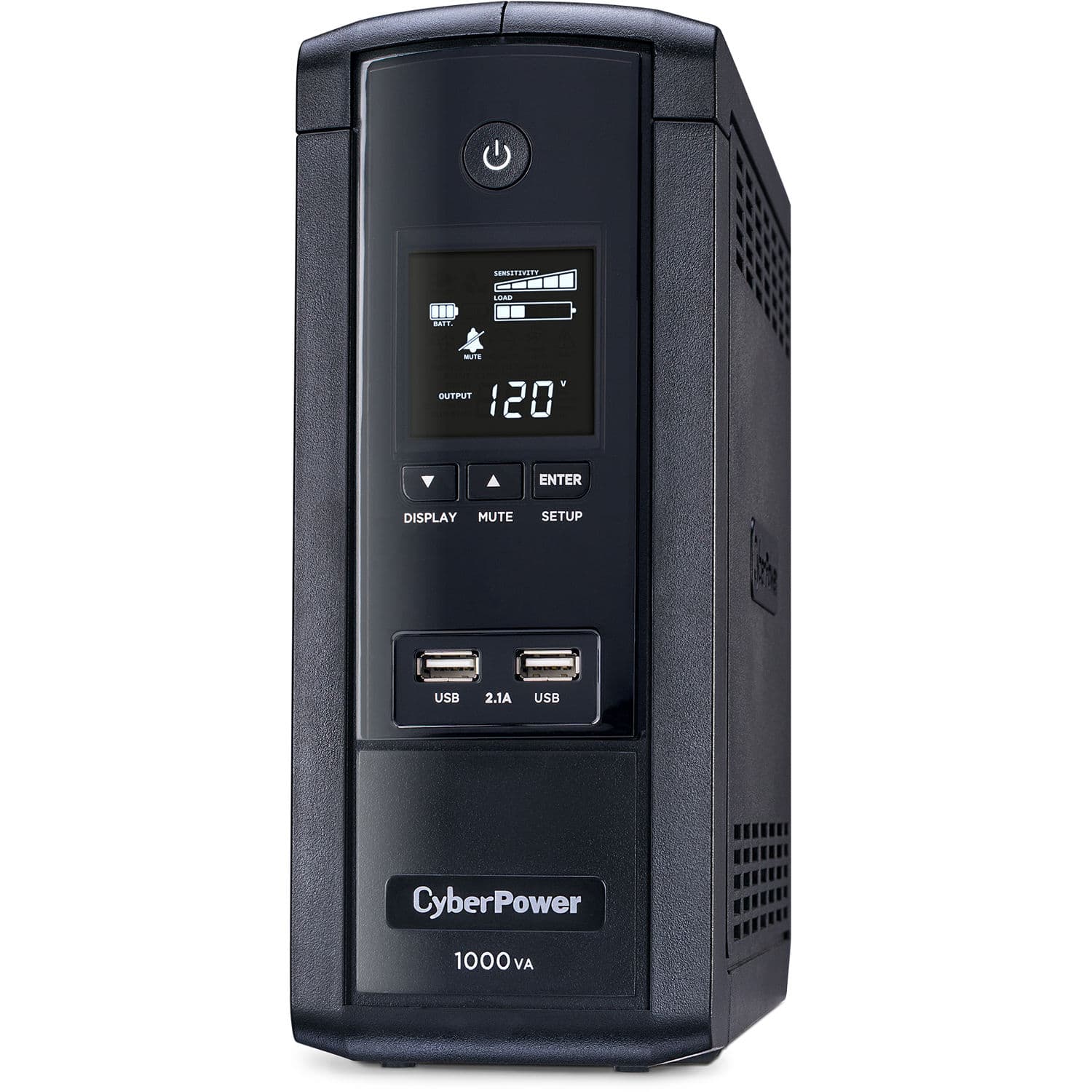 CyberPower BRG1000AVRLCD 1,000 VA tower UPS with LCD, 10 outlets, and USB RJ45 ports