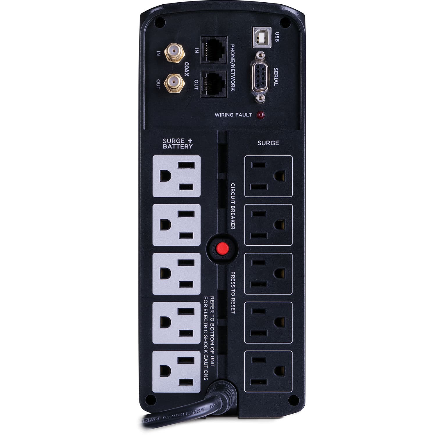 CyberPower BRG1000AVRLCD 1,000 VA tower UPS with LCD, 10 outlets, and USB RJ45 ports