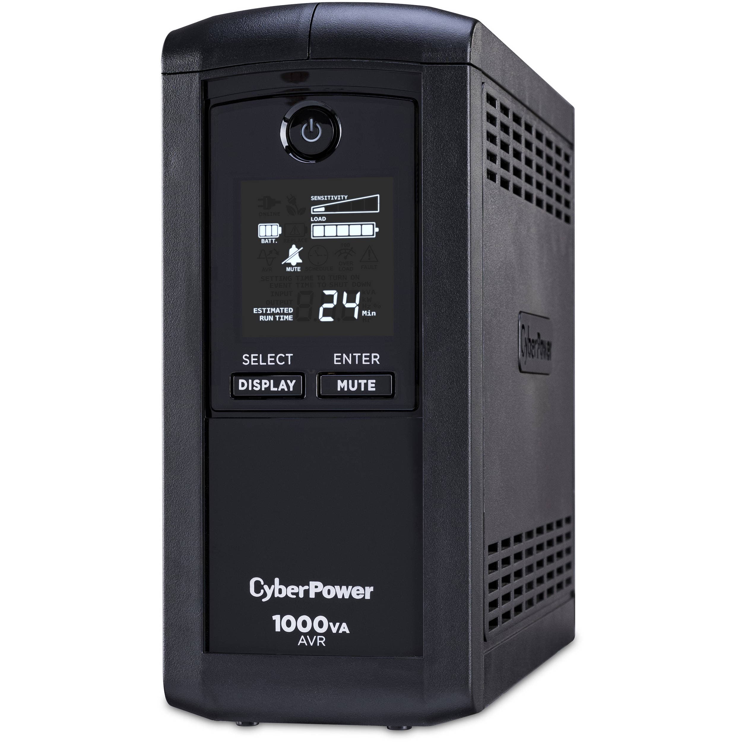 CyberPower CP1000AVRLCD desktop UPS with LCD display and 1000VA 600W capacity