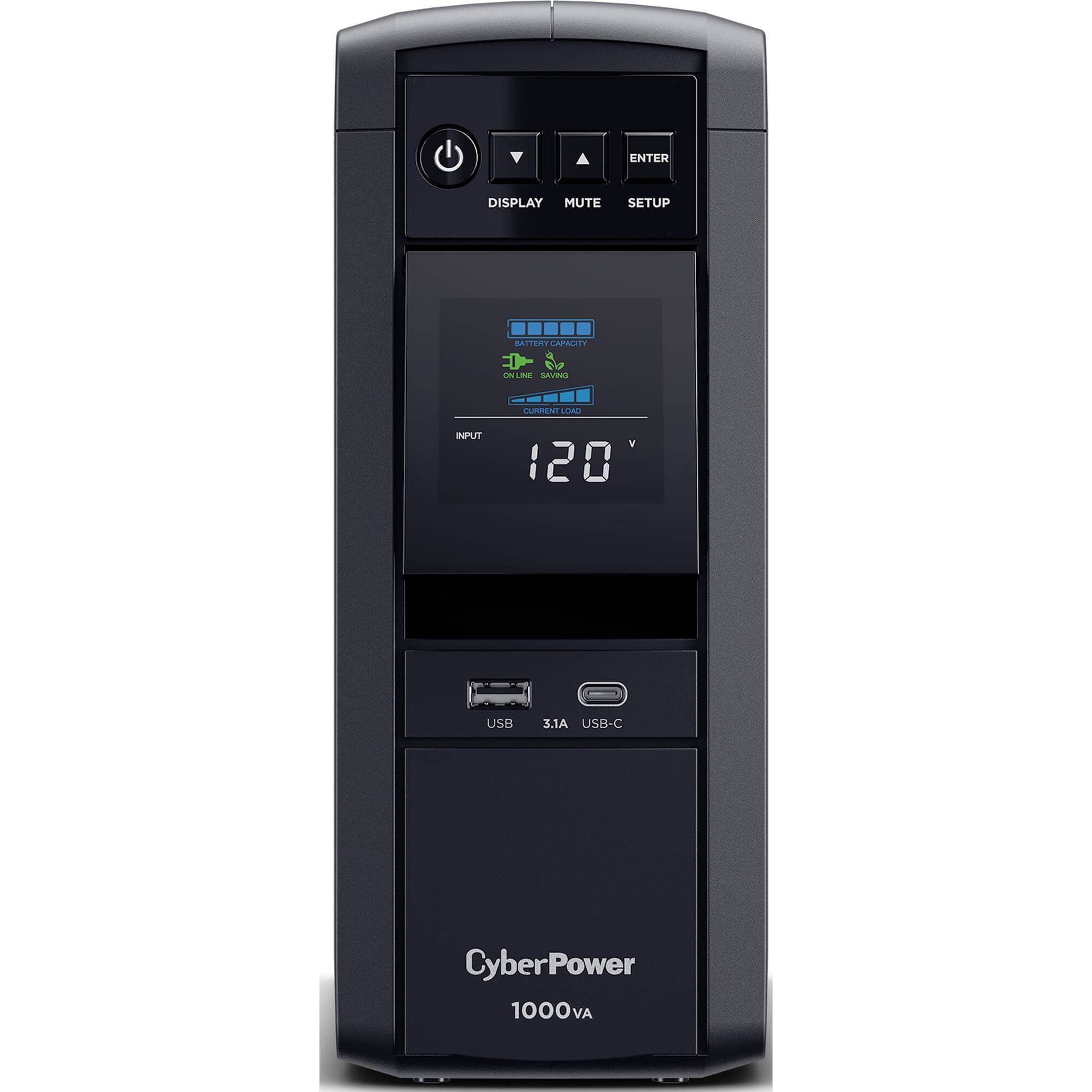 CyberPower CP1000PFCLCD 1000 VA 600 W sine wave desktop UPS with LCD and 10 outlets
