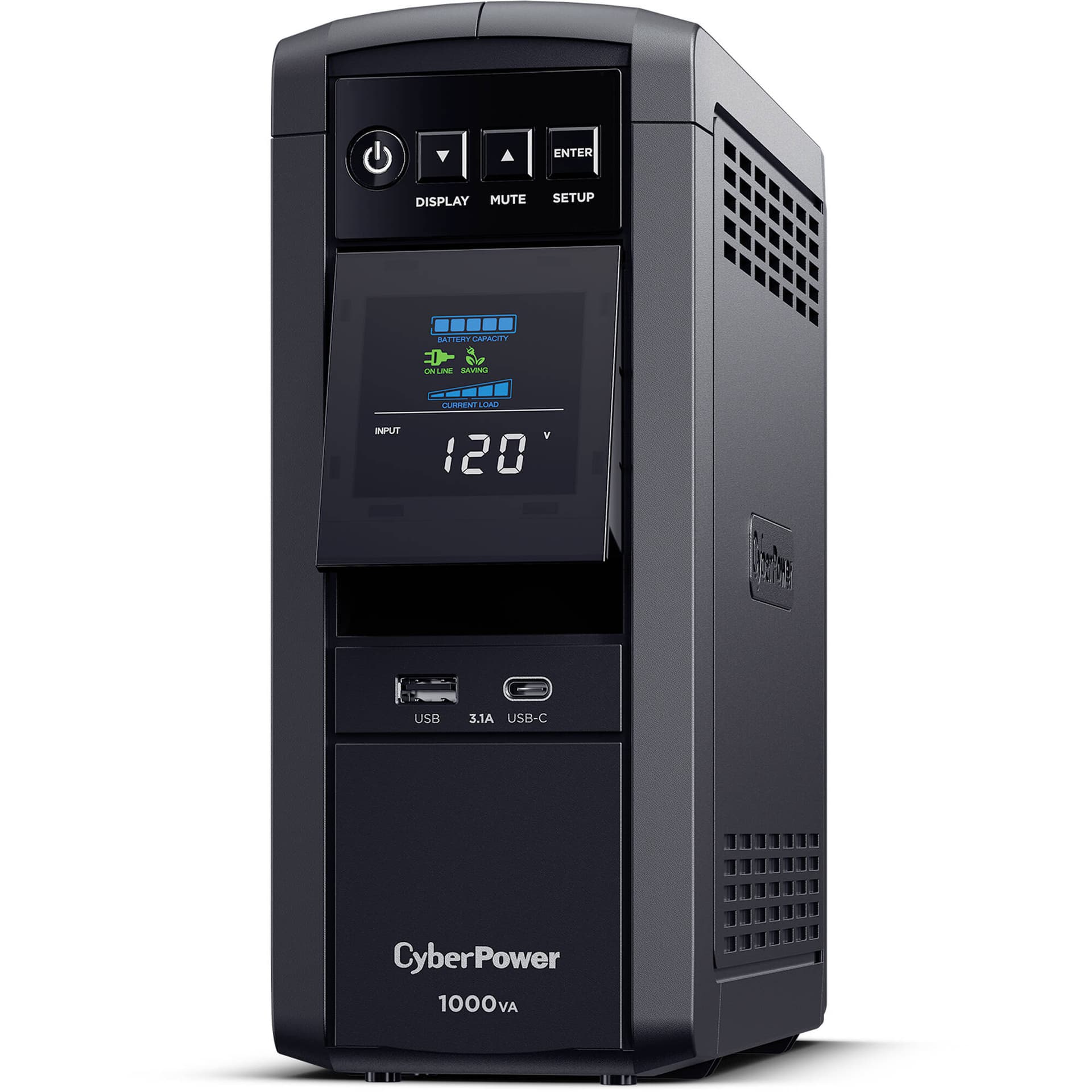 CyberPower CP1000PFCLCD 1000 VA 600 W sine wave desktop UPS with LCD and 10 outlets