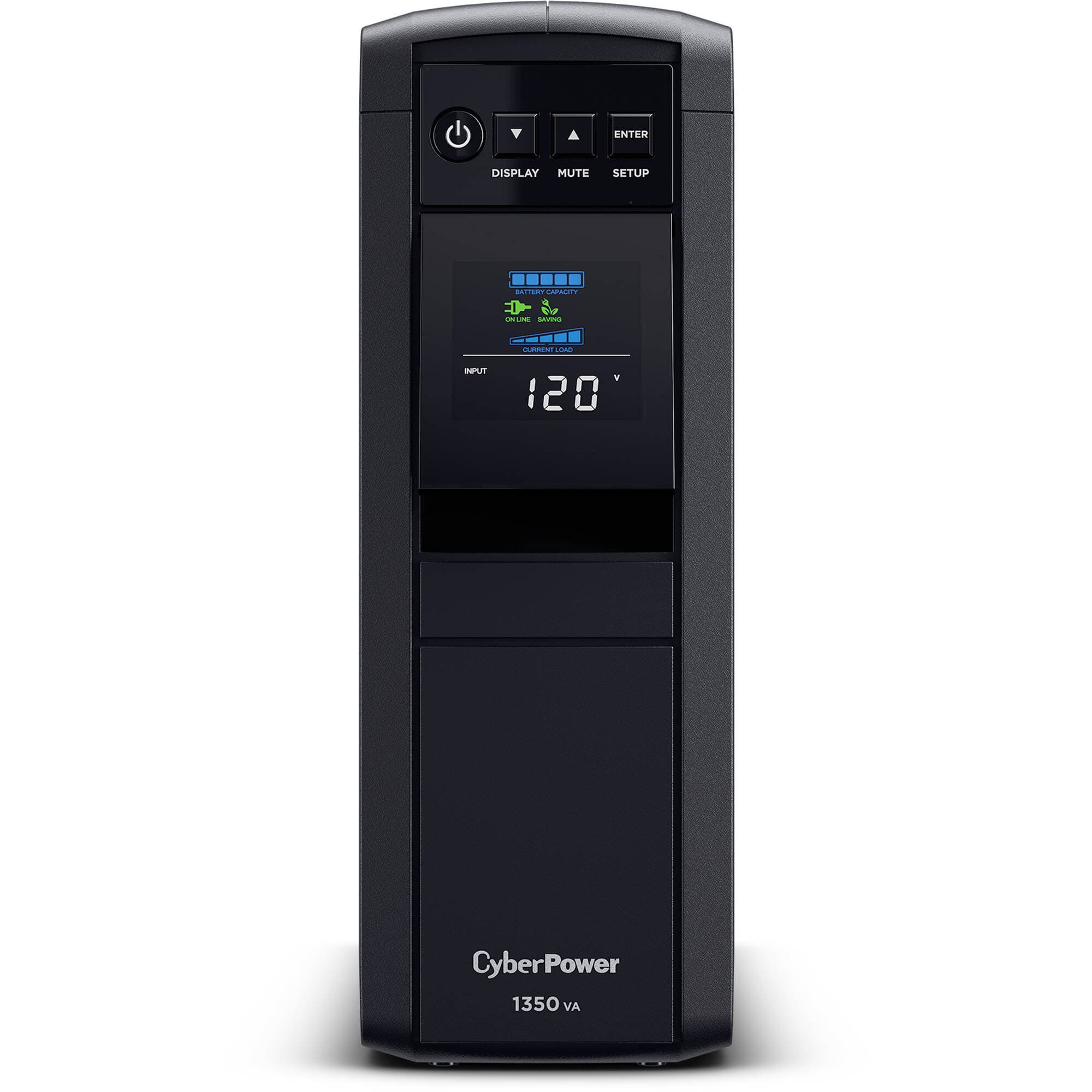 CyberPower CP1350PFCLCD 1,350 VA tower UPS with LCD display and 10 outlets