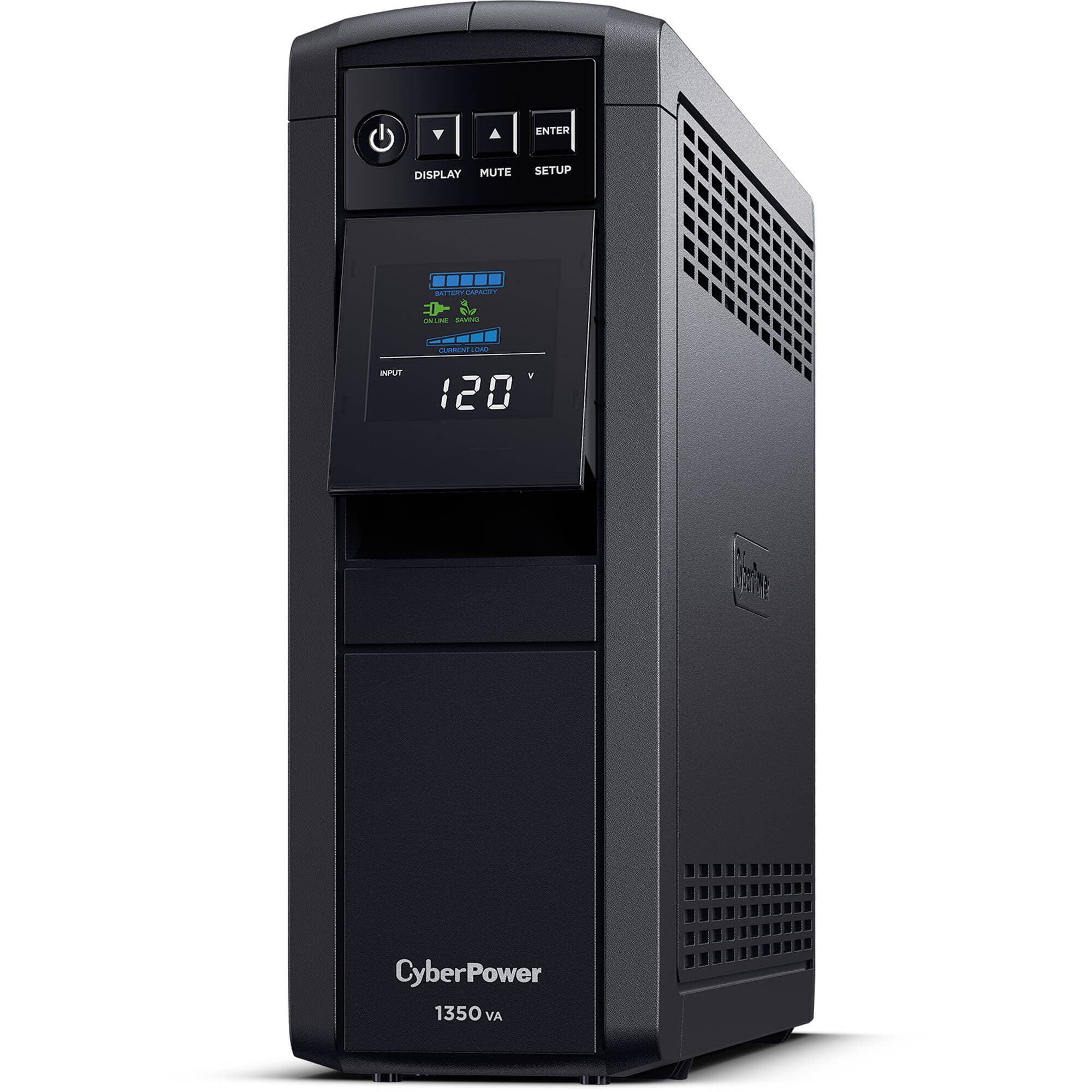 CyberPower CP1350PFCLCD 1,350 VA tower UPS with LCD display and 10 outlets