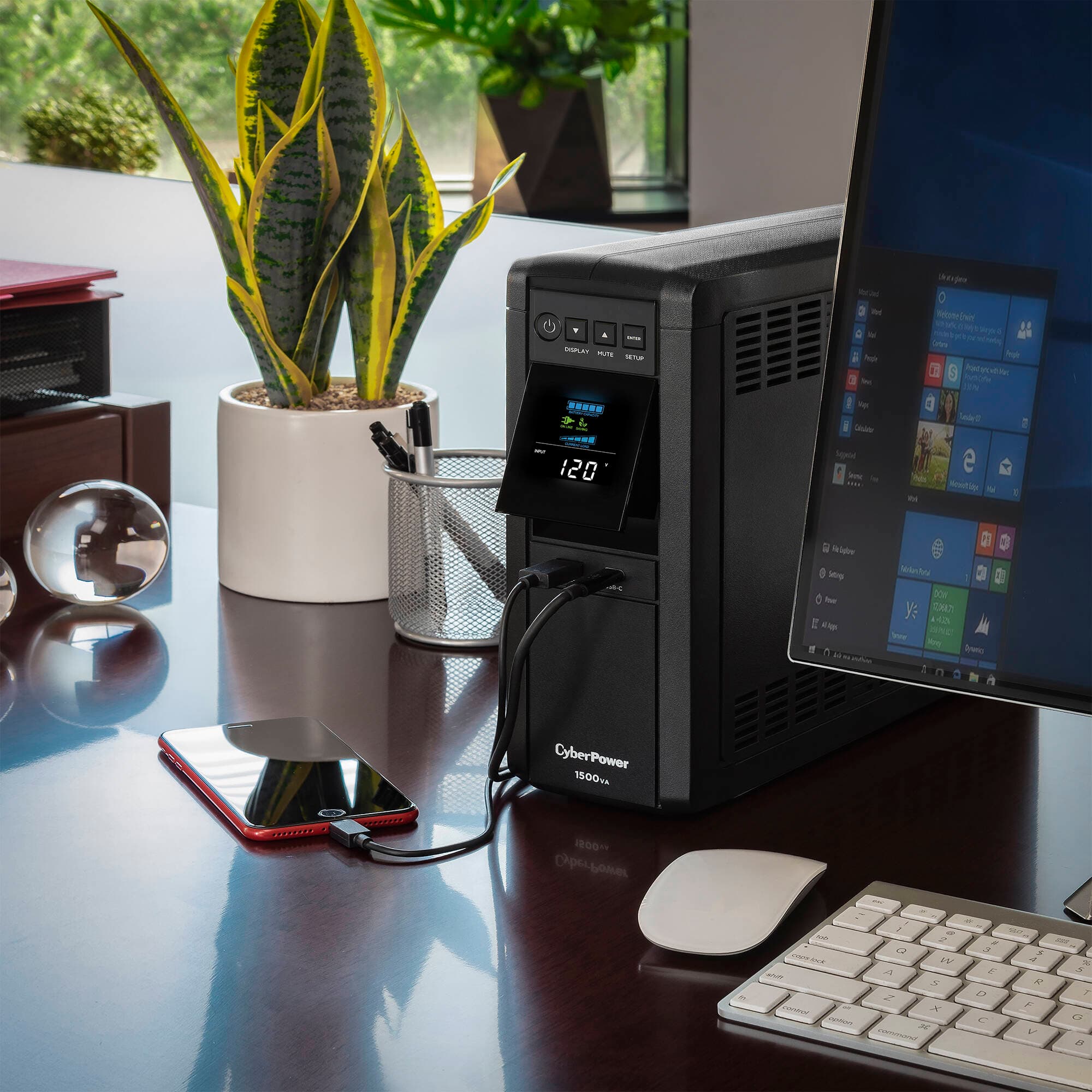 CyberPower CP1500PFCLCD 1500 VA mini-tower UPS with LCD and 12 outlets