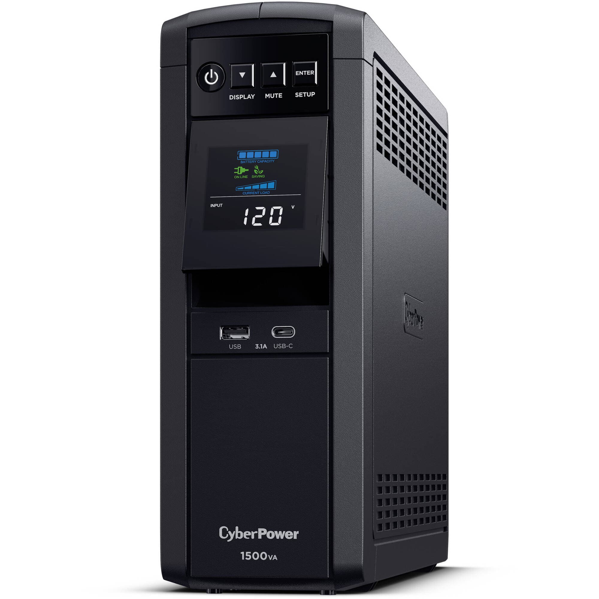 CyberPower CP1500PFCLCDTAA 1500 VA TAA-compliant UPS with LCD display and 10 outlets