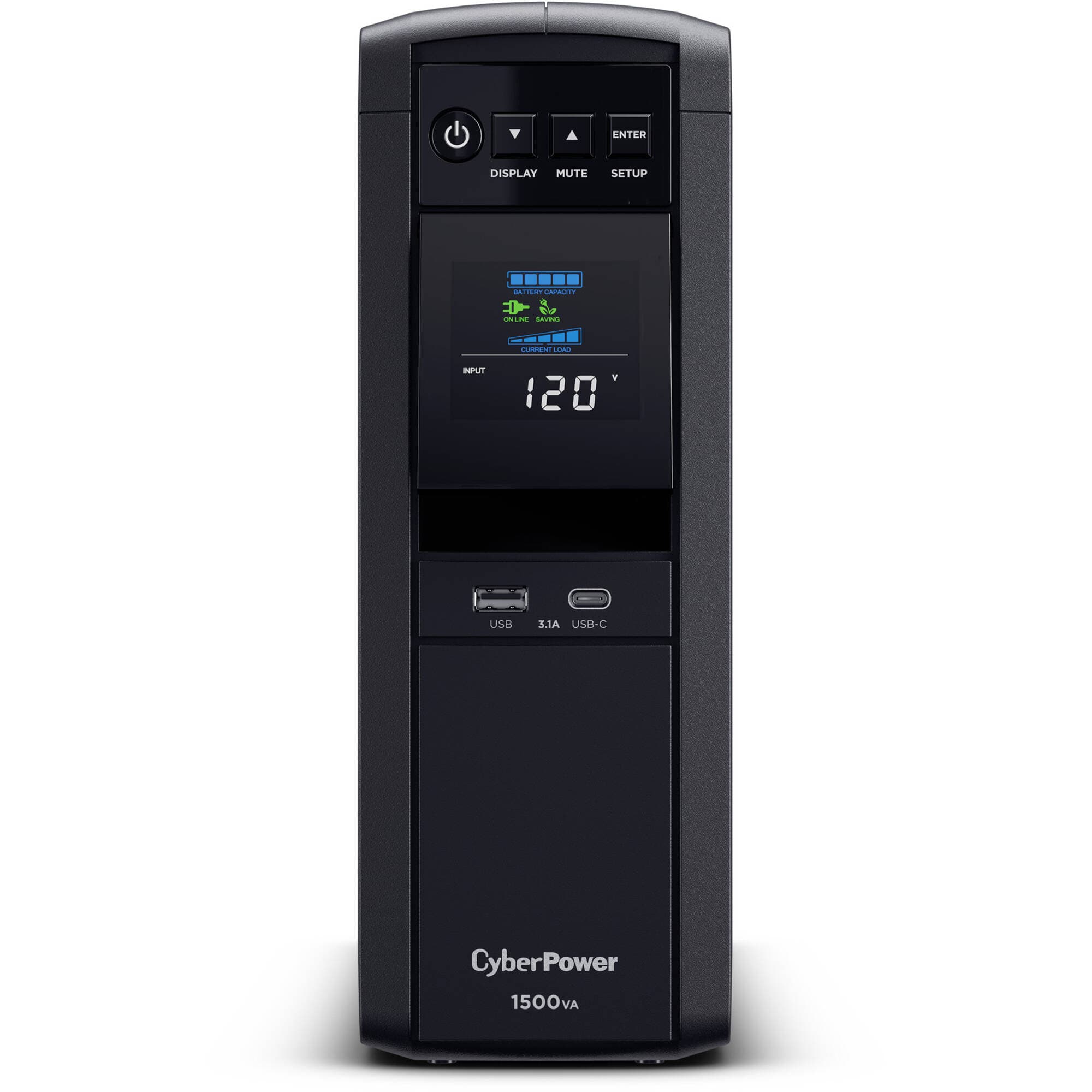 CyberPower CP1500PFCLCDTAA 1500 VA TAA-compliant UPS with LCD display and 10 outlets
