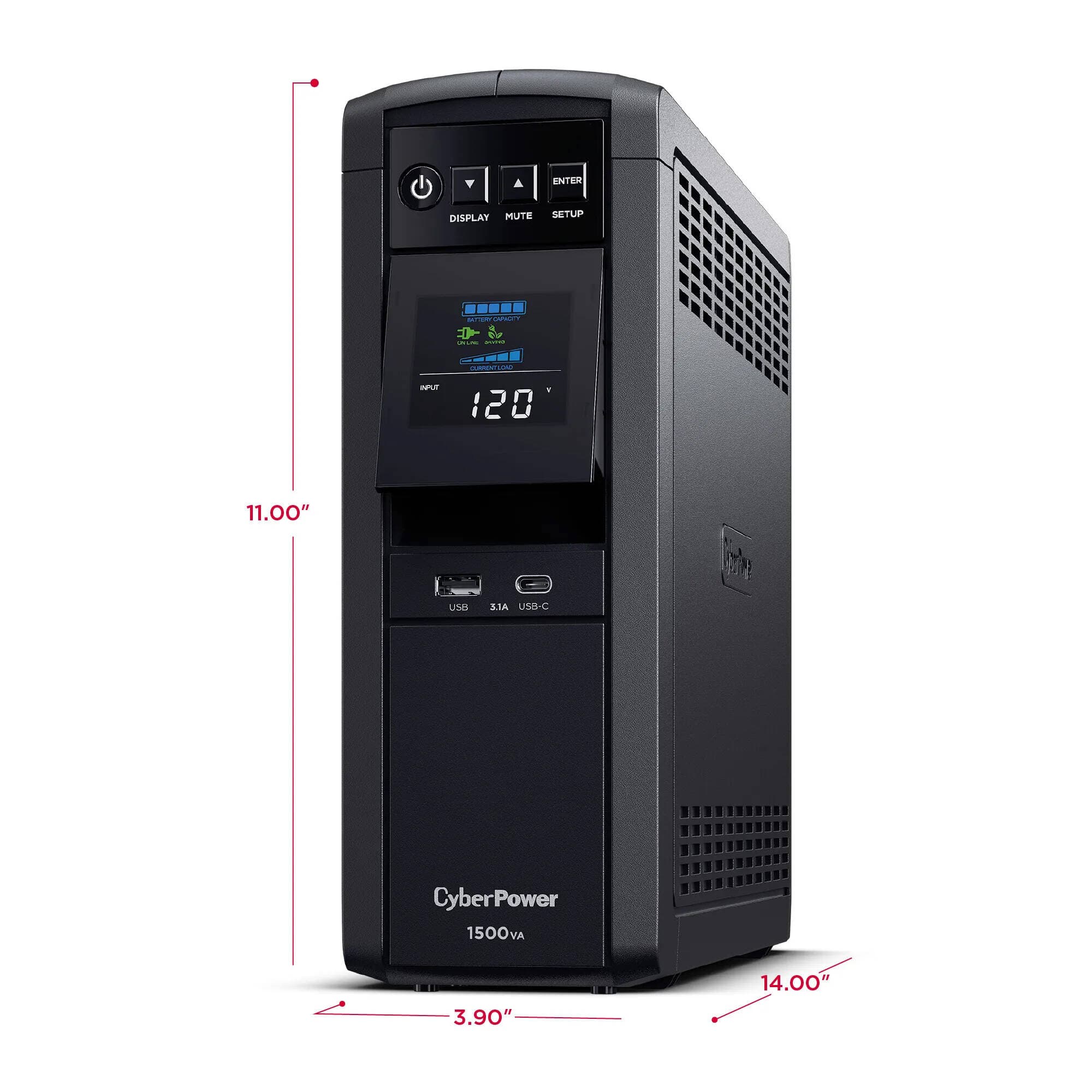 CyberPower CP1500PFCLCDTAA 1500 VA TAA-compliant UPS with LCD display and 10 outlets