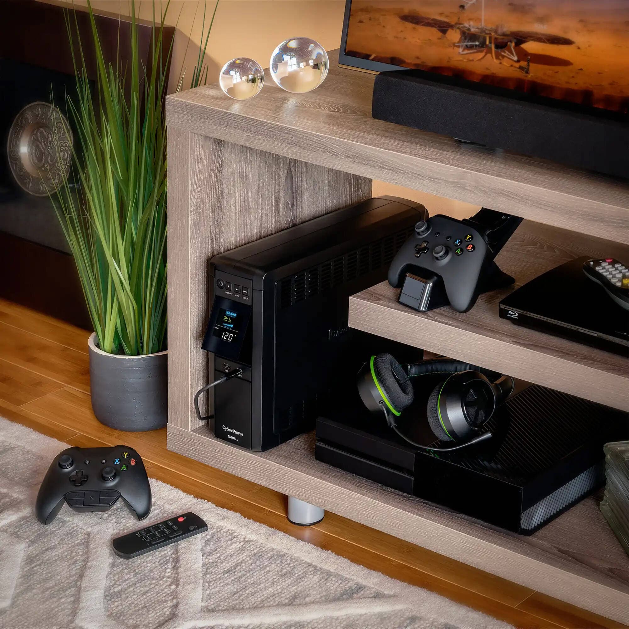 CyberPower CP1500PFCLCDTAA 1500 VA TAA-compliant UPS with LCD display and 10 outlets