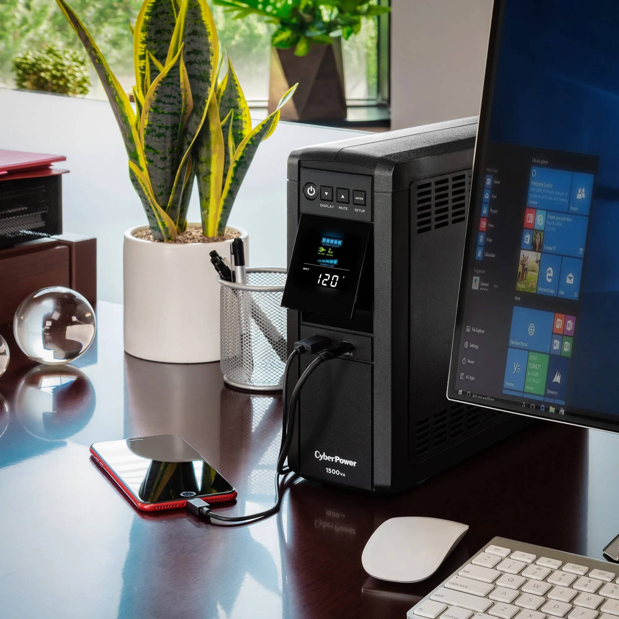 CyberPower CP1500PFCLCDTAA 1500 VA TAA-compliant UPS with LCD display and 10 outlets