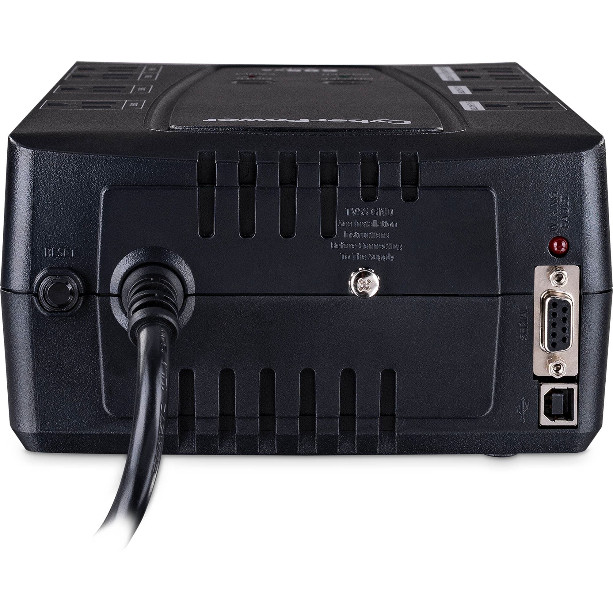 CyberPower CP825AVRLCD 825 VA 450 W desktop UPS with LCD and 8 NEMA 5-15R outlets