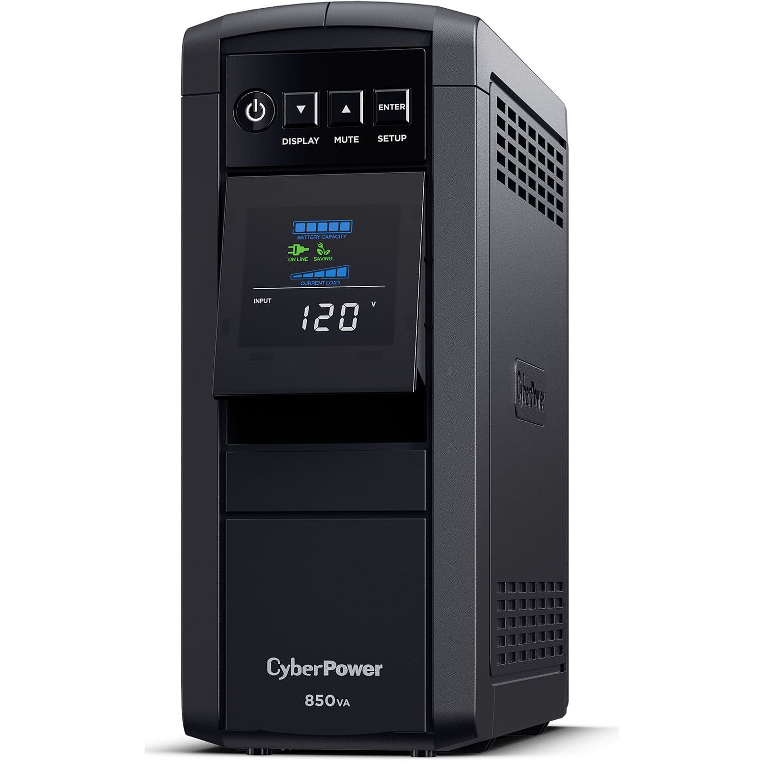 CyberPower CP850PFCLCD 850VA desktop UPS with LCD display and 10 outlets