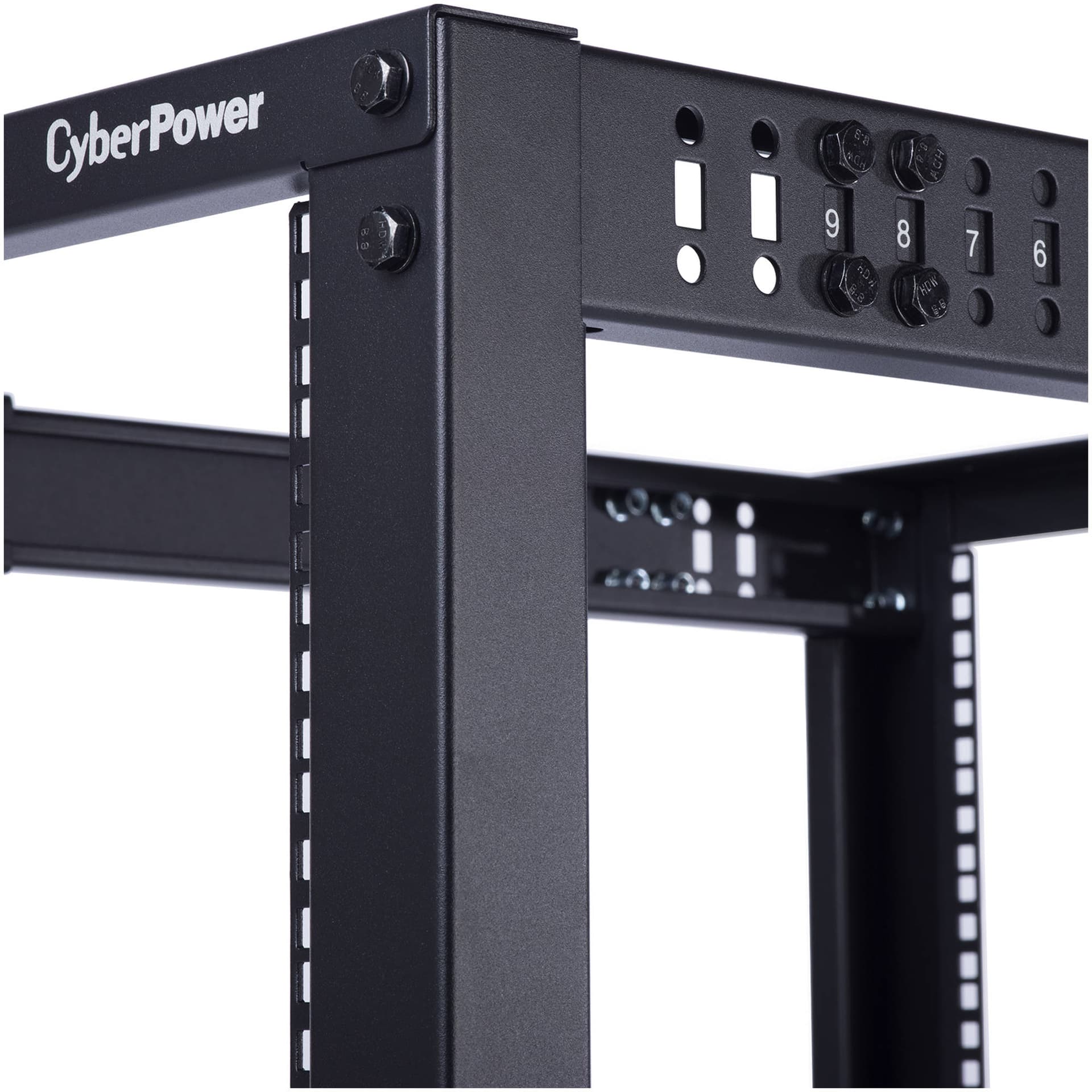 CyberPower CR45U40001 45U 4-post open frame rack in black with adjustable depth