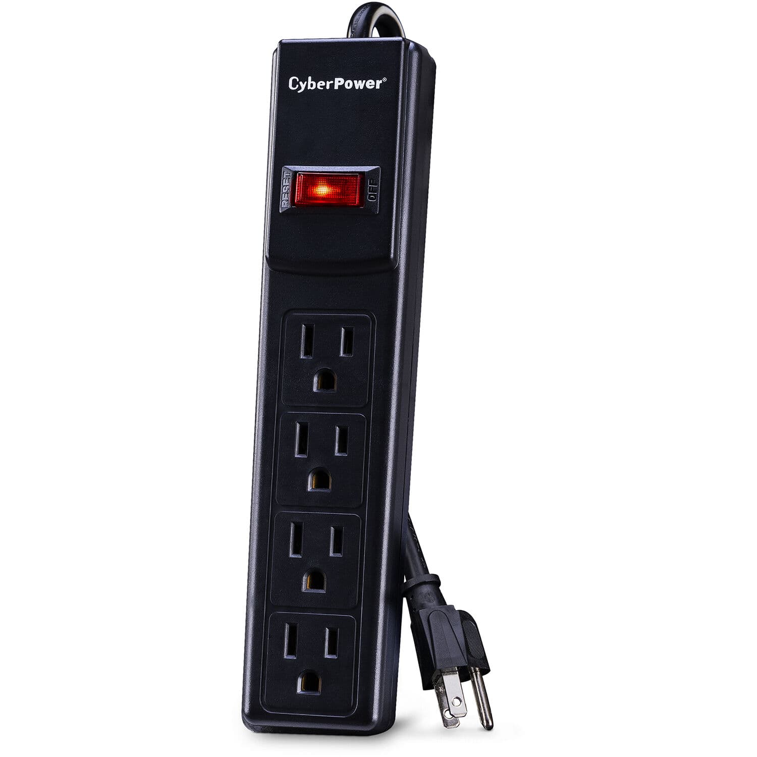 CyberPower CSB404 surge protector with 4 outlets, 4 ft cord, and 450 J surge protection