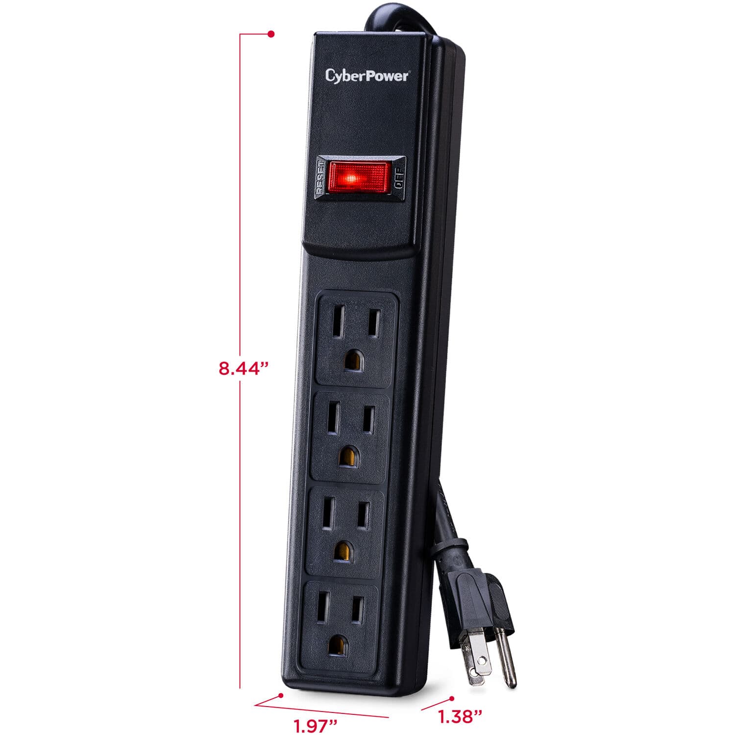 CyberPower CSB404 surge protector with 4 outlets, 4 ft cord, and 450 J surge protection