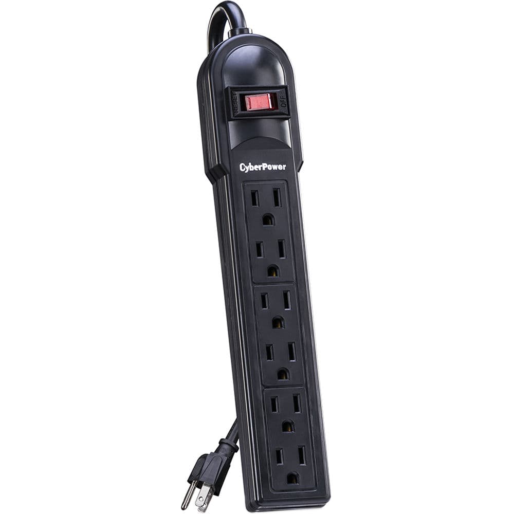 CyberPower CSB604 6-outlet surge protector with 4 ft cord and black desktop design