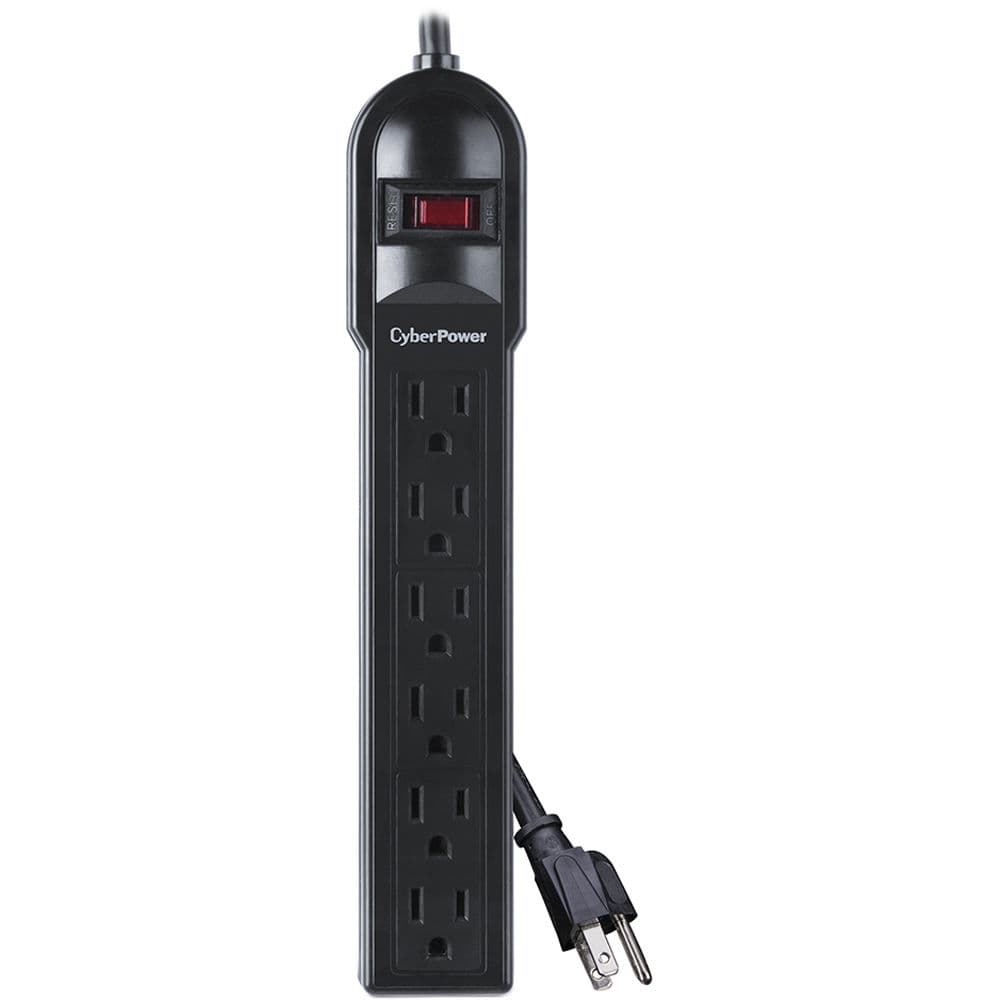 CyberPower CSB604 6-outlet surge protector with 4 ft cord and black desktop design