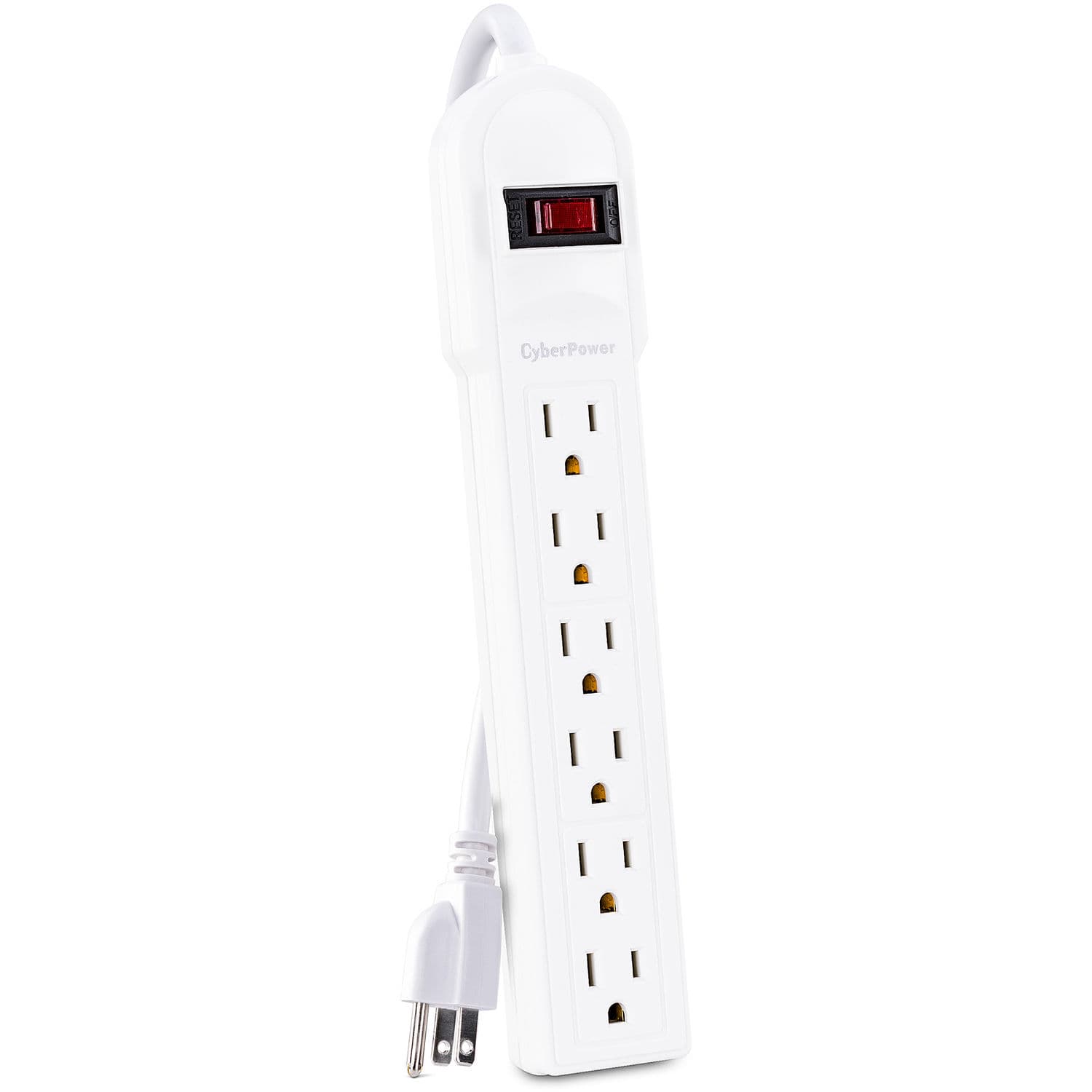 CyberPower CSB606W white 6-outlet surge protector with 6 ft cord and EMI/RFI filtering