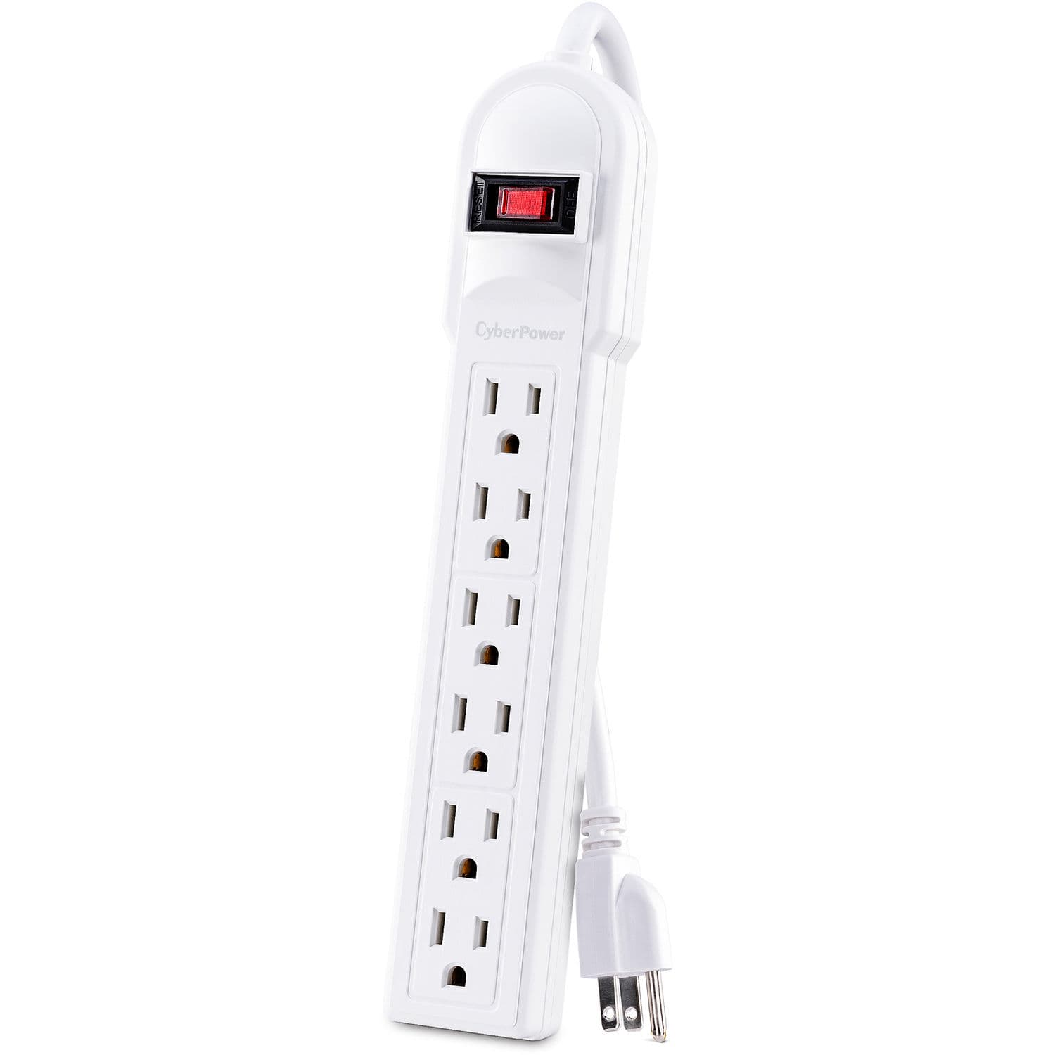 CyberPower CSB606W white 6-outlet surge protector with 6 ft cord and EMI/RFI filtering