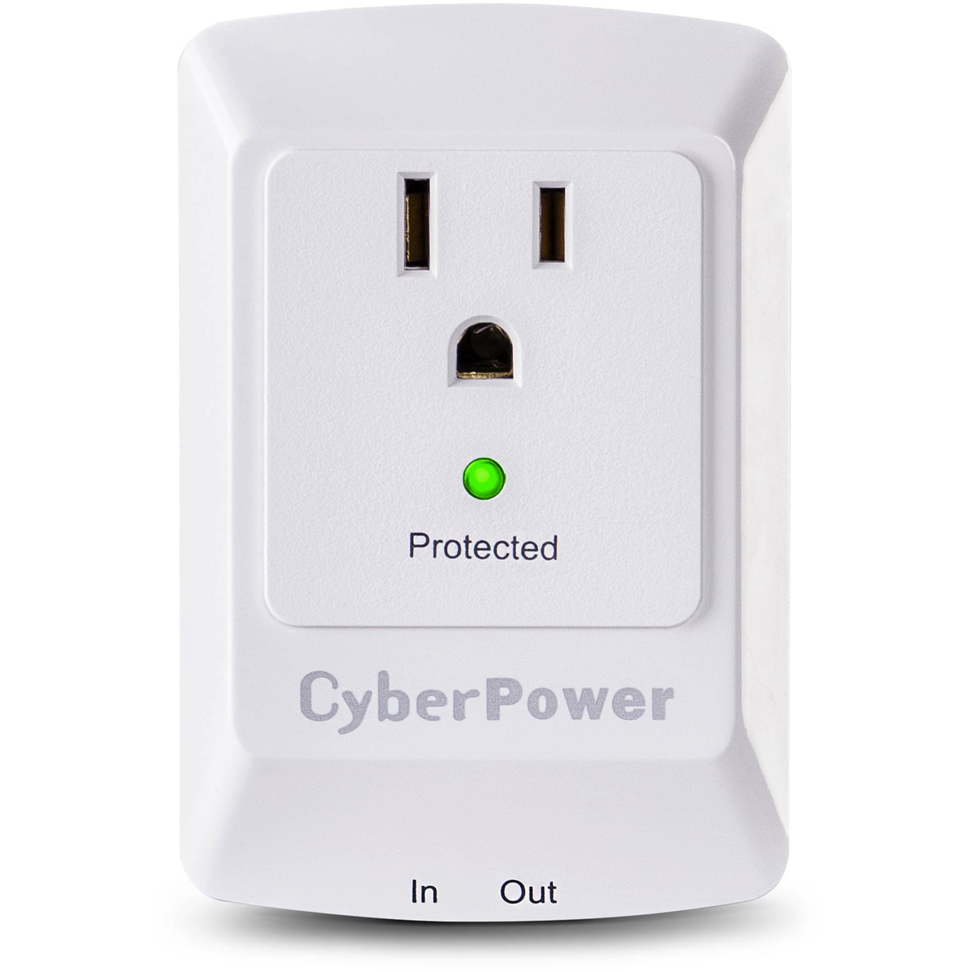 CyberPower CSP100TW single-outlet surge protector with 900 J protection and RJ11 filtering
