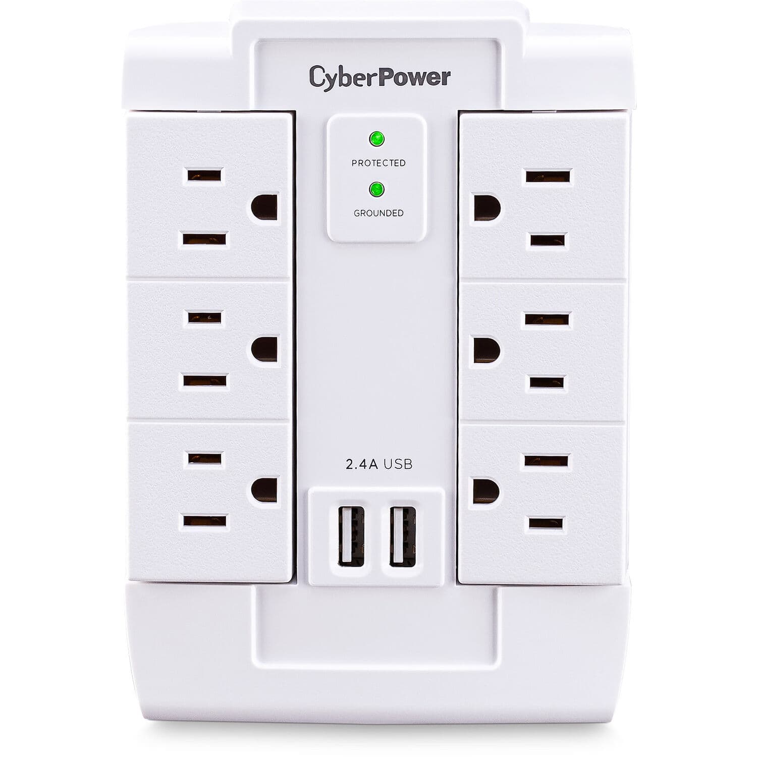 CyberPower 6 Outlet Swivel Wall Tap CSP600WSURC2 1,200 J | USB, Surge